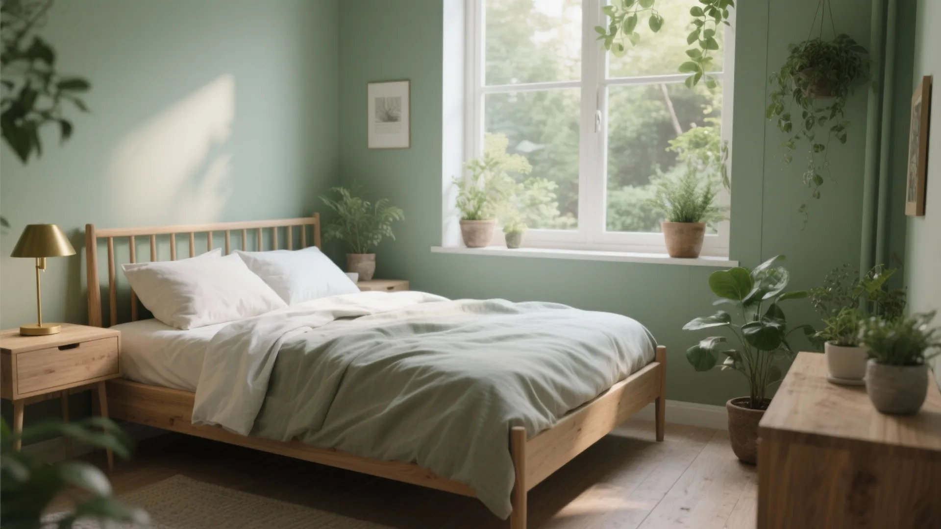 2. Earthy Green Tones — grounding without gloom