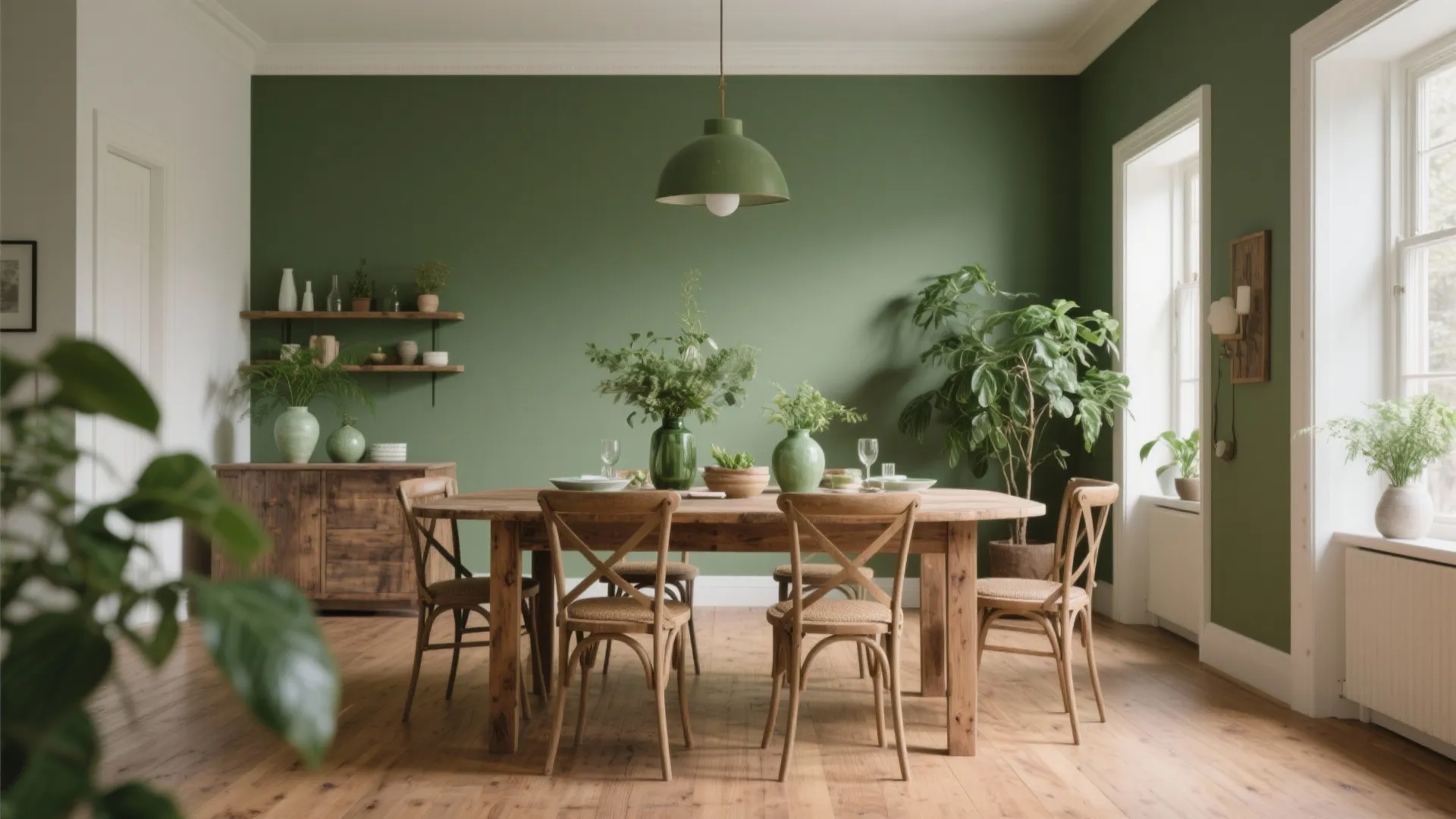 Earthy Greens for Calm Dining