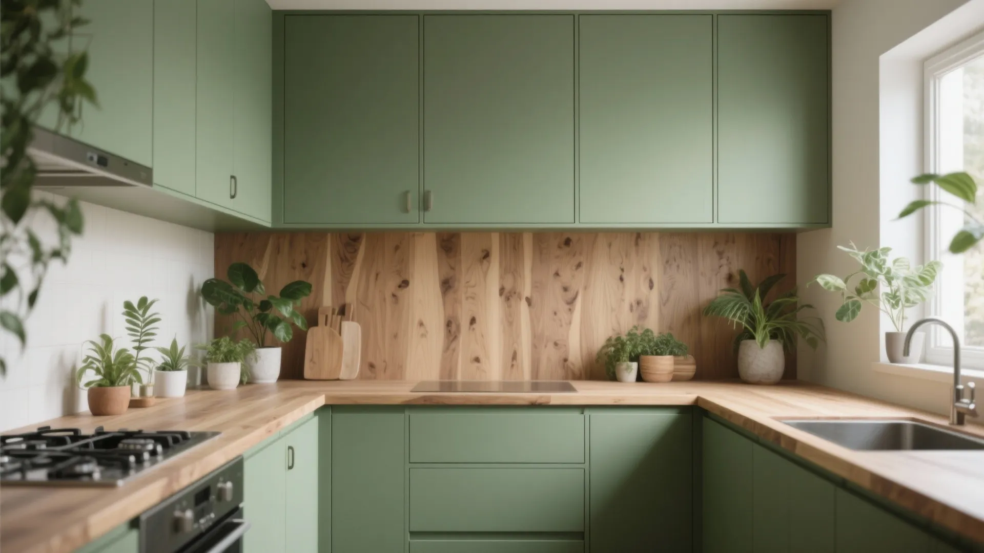 Earthy Greens with Wood Textures