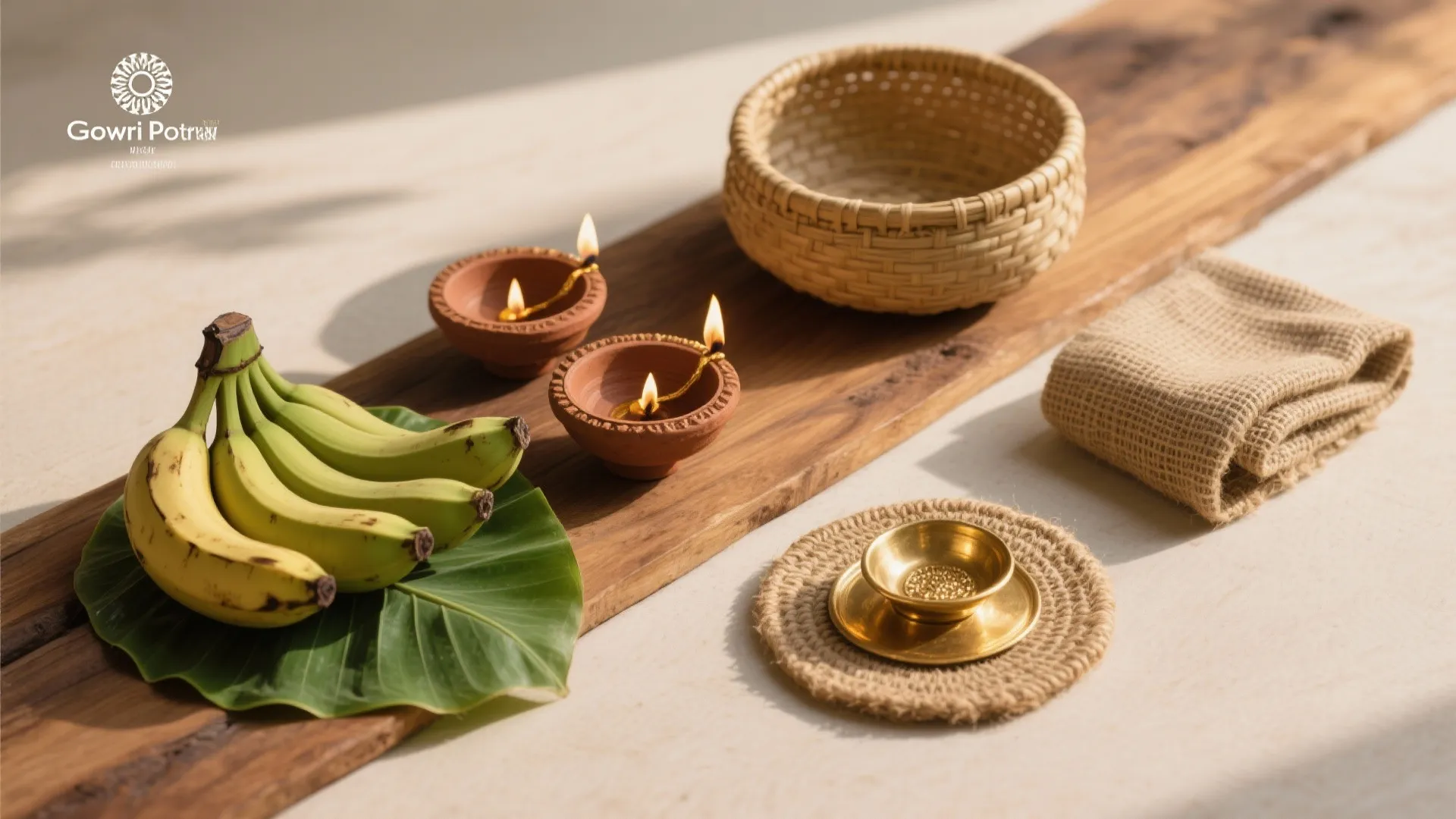 4) Earthy, Reusable Natural Elements: Wood, Banana Leaves, and Clay