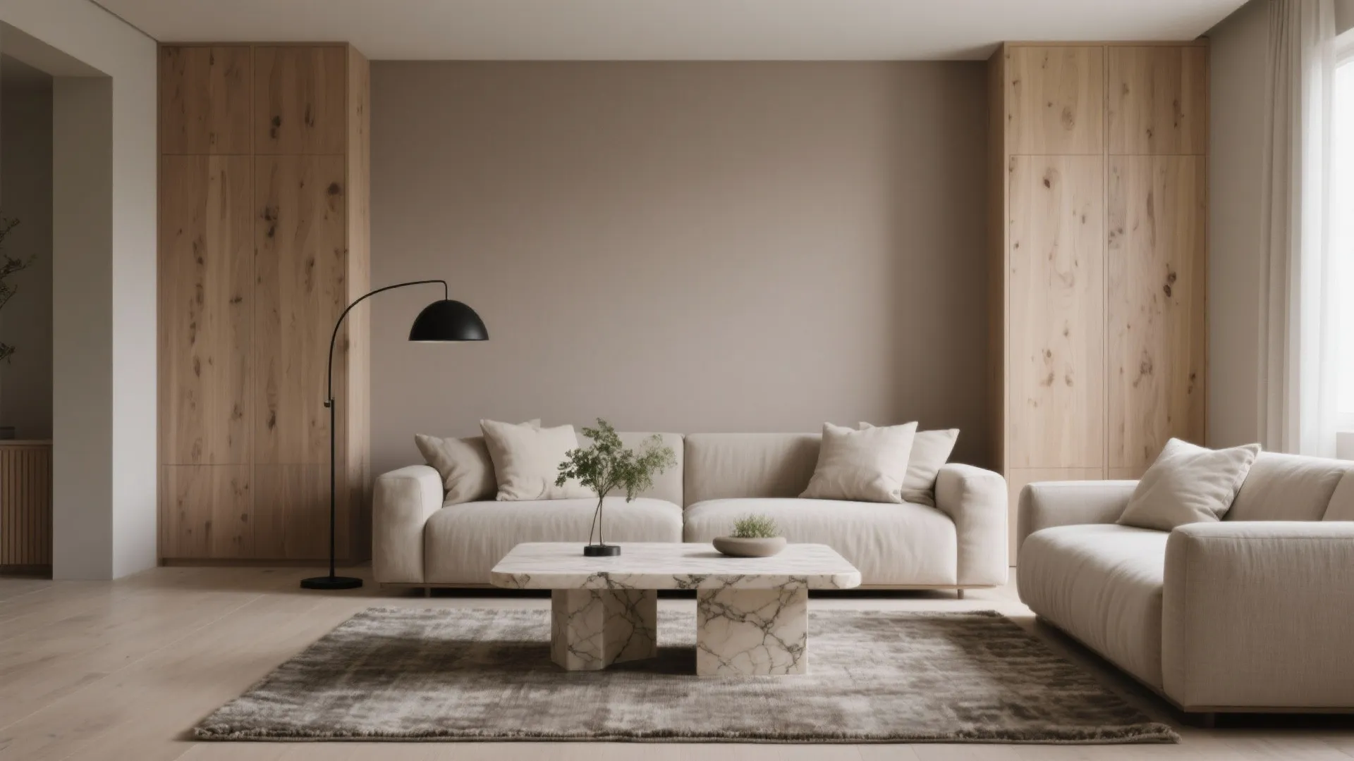 Earthy Neutrals with Wood and Stone (Biophilic Calm)