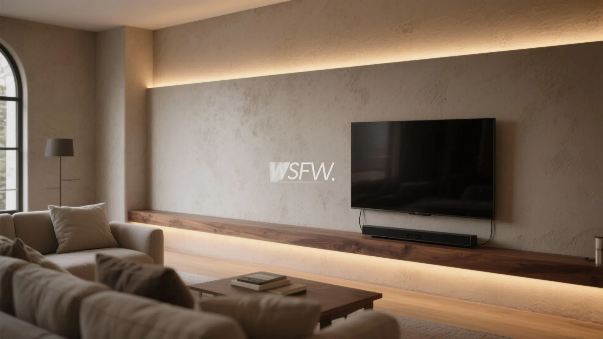 Warm Earthy Plaster with Hidden Cable Channel