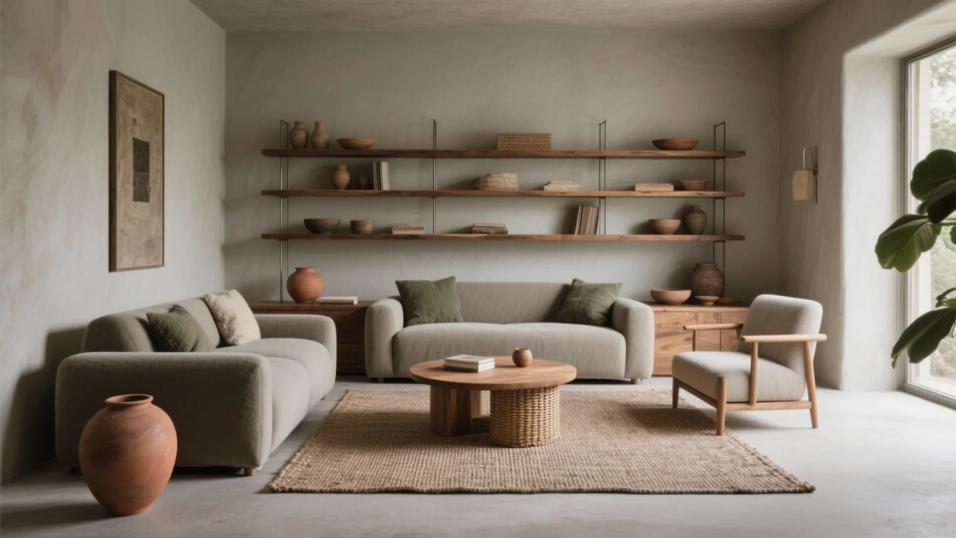 Earthy Tones with Wood and Stone Undertones