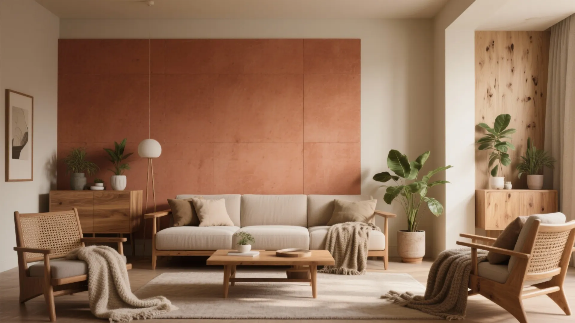 Earthy Tones with Warm Wood for Instant Coziness