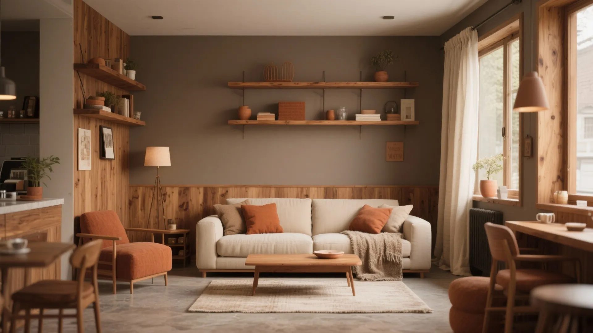 Warm woods and earthy tones (texture-led comfort)