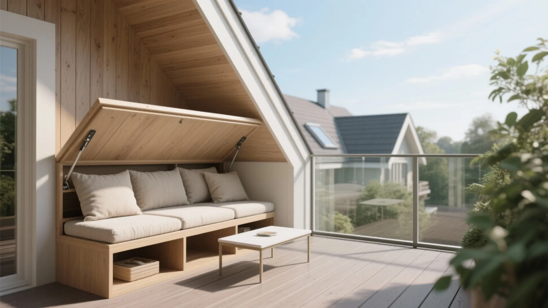 Built-in Seating Under the Eaves (With Hidden Storage)