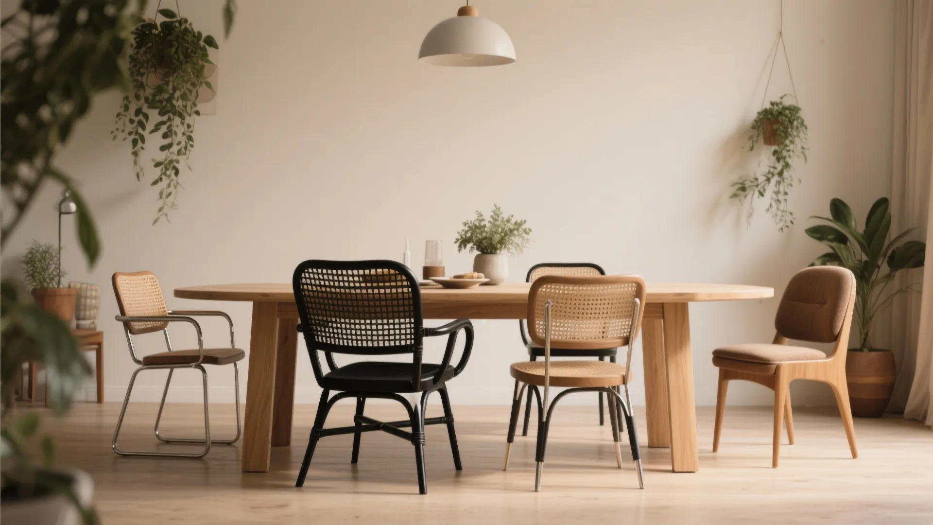 3. Use black wicker to anchor an eclectic set