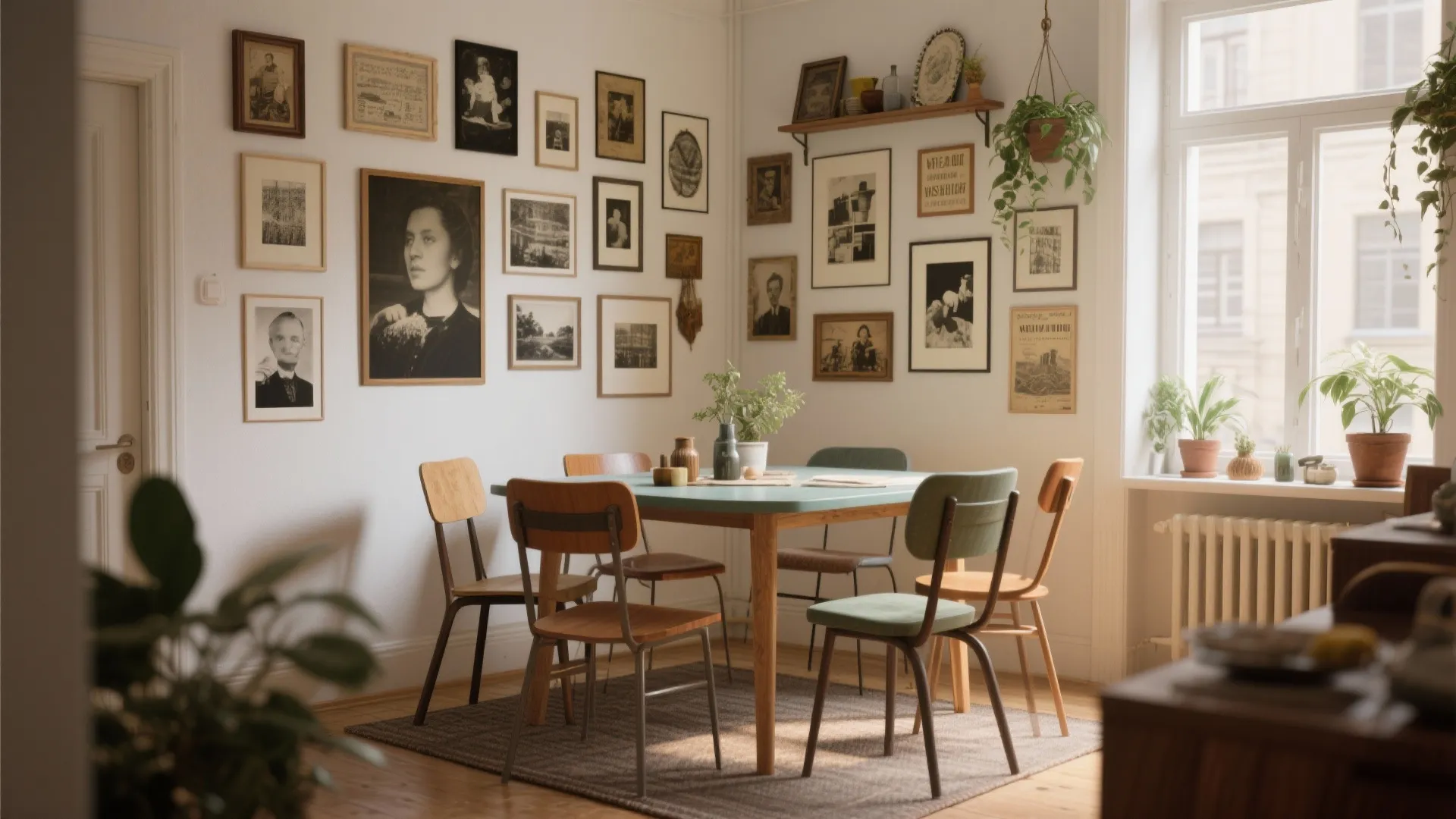 3. Eclectic gallery wall with varied prints