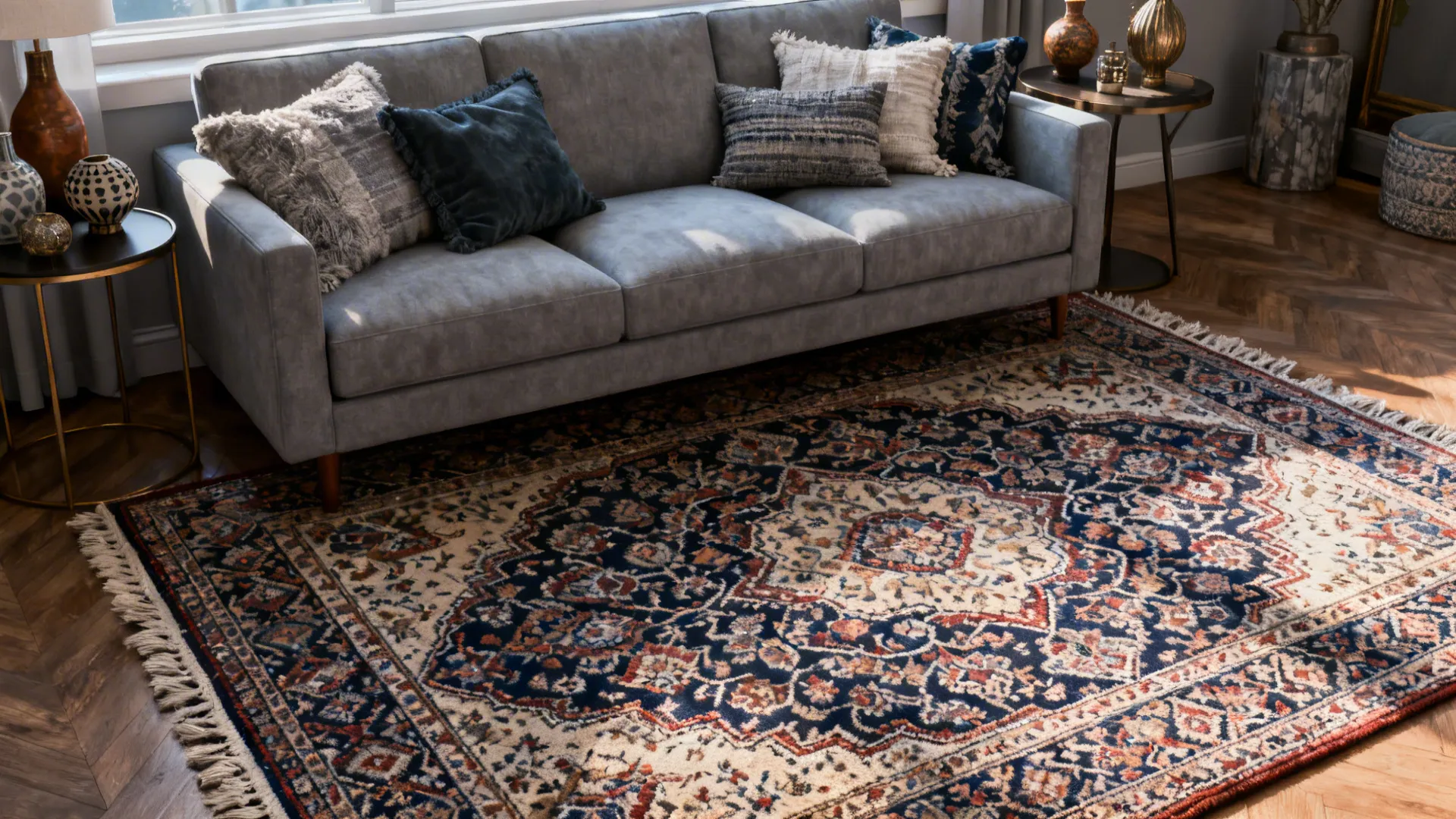 4. Eclectic Mix with Patterned Rugs