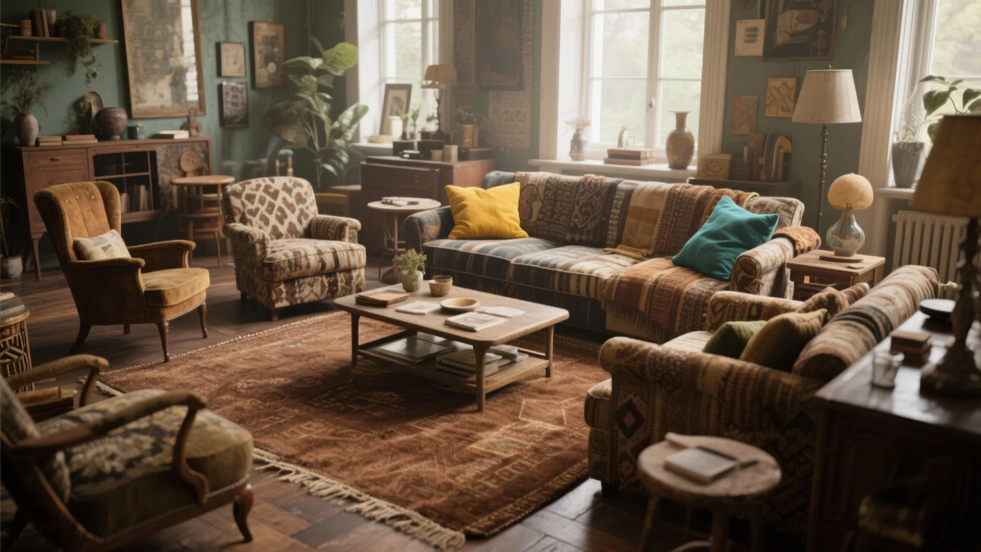 4. Anchor an eclectic mix with a tonal brown