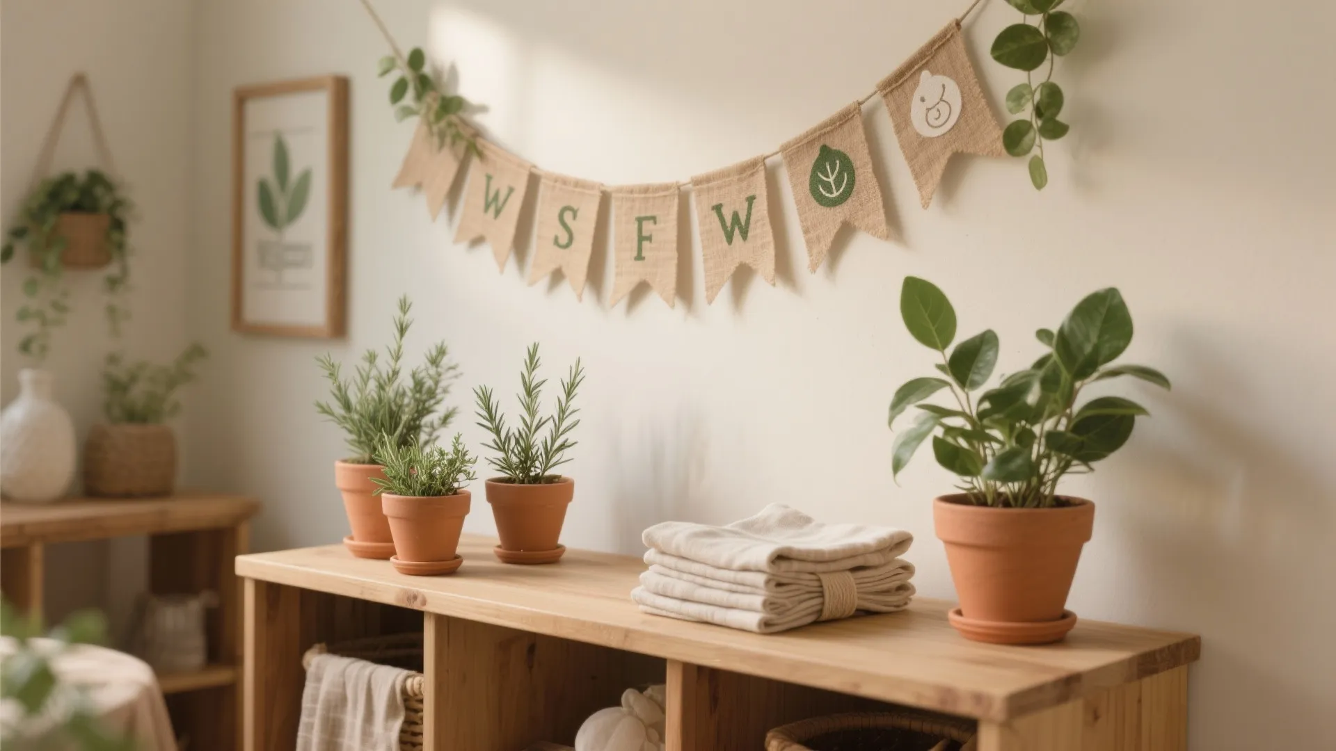 Eco-forward Details: Real Greenery, Reusable Banners, Borrowed Linens