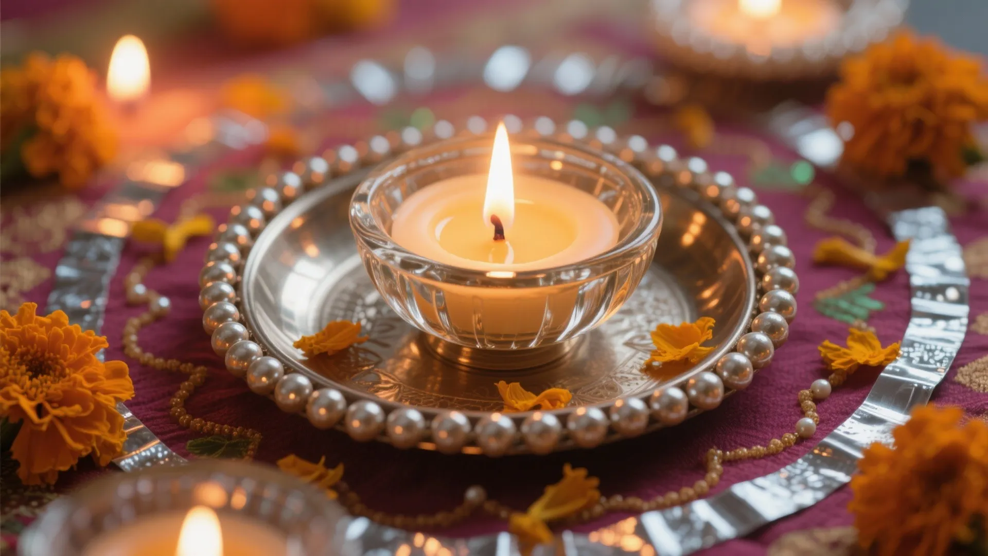 Eco-Safe Diyas with Reflective Rangoli Borders