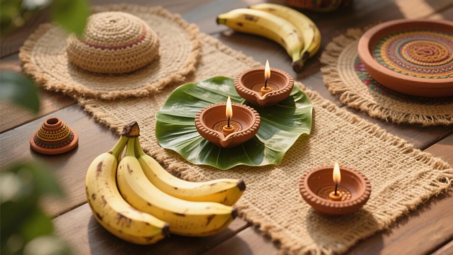 Eco-friendly decor items with earthy textures