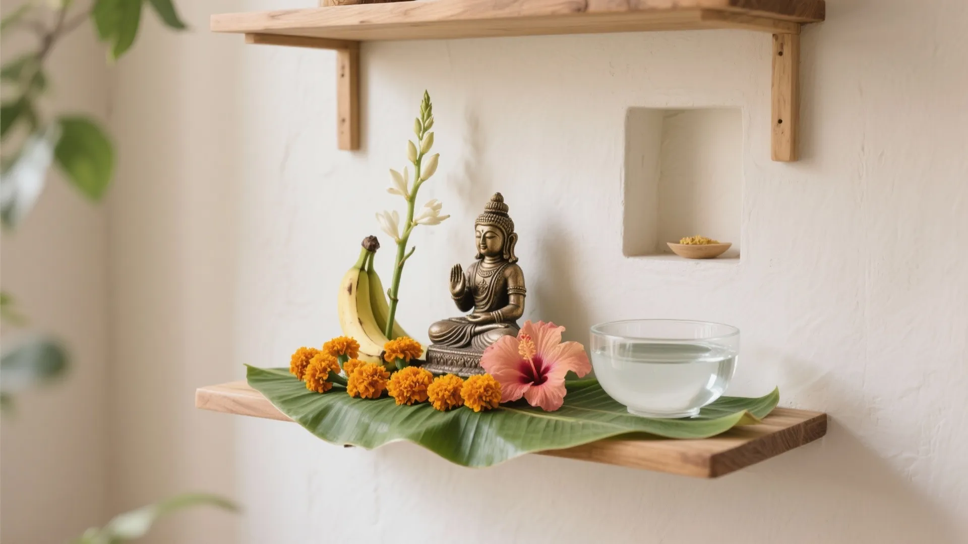 Eco-friendly seasonal mix (banana leaf base + local blooms)