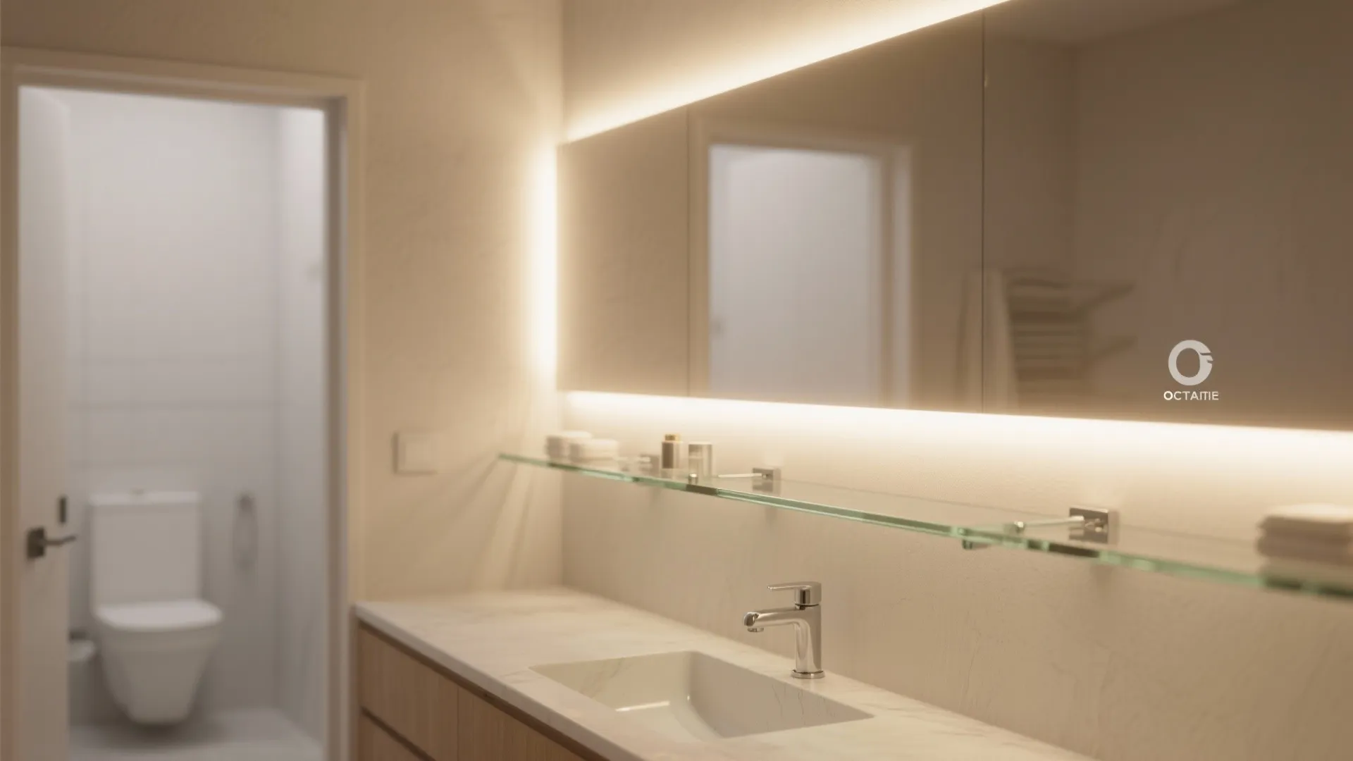 4. LED edge-lit glass shelf