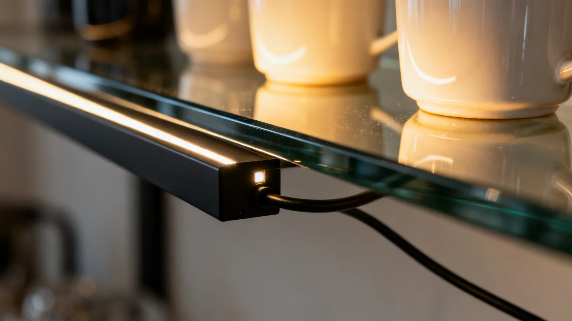 Task Lighting on Glass Shelves