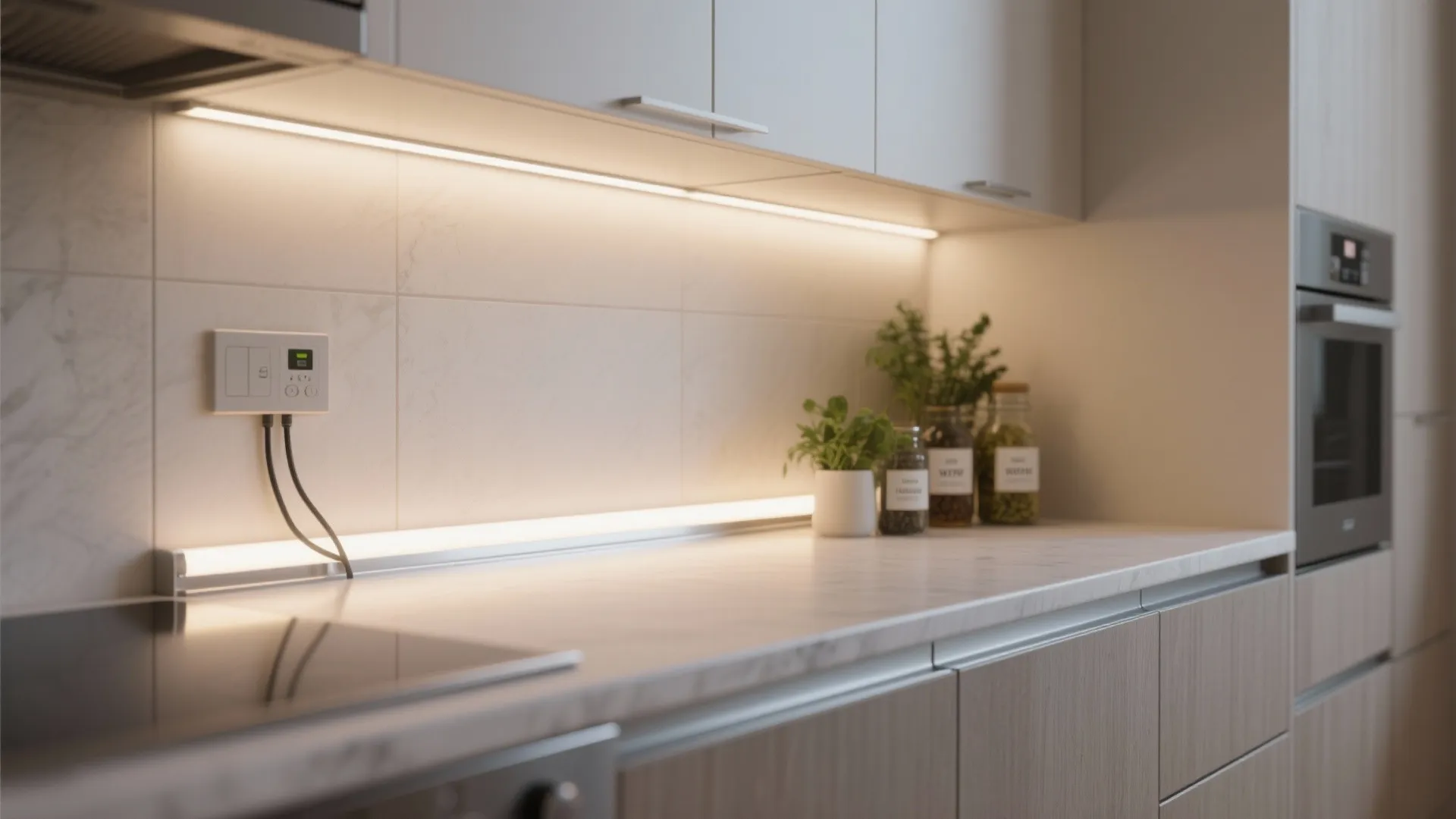 Edge-lit profiles under wall cabinets