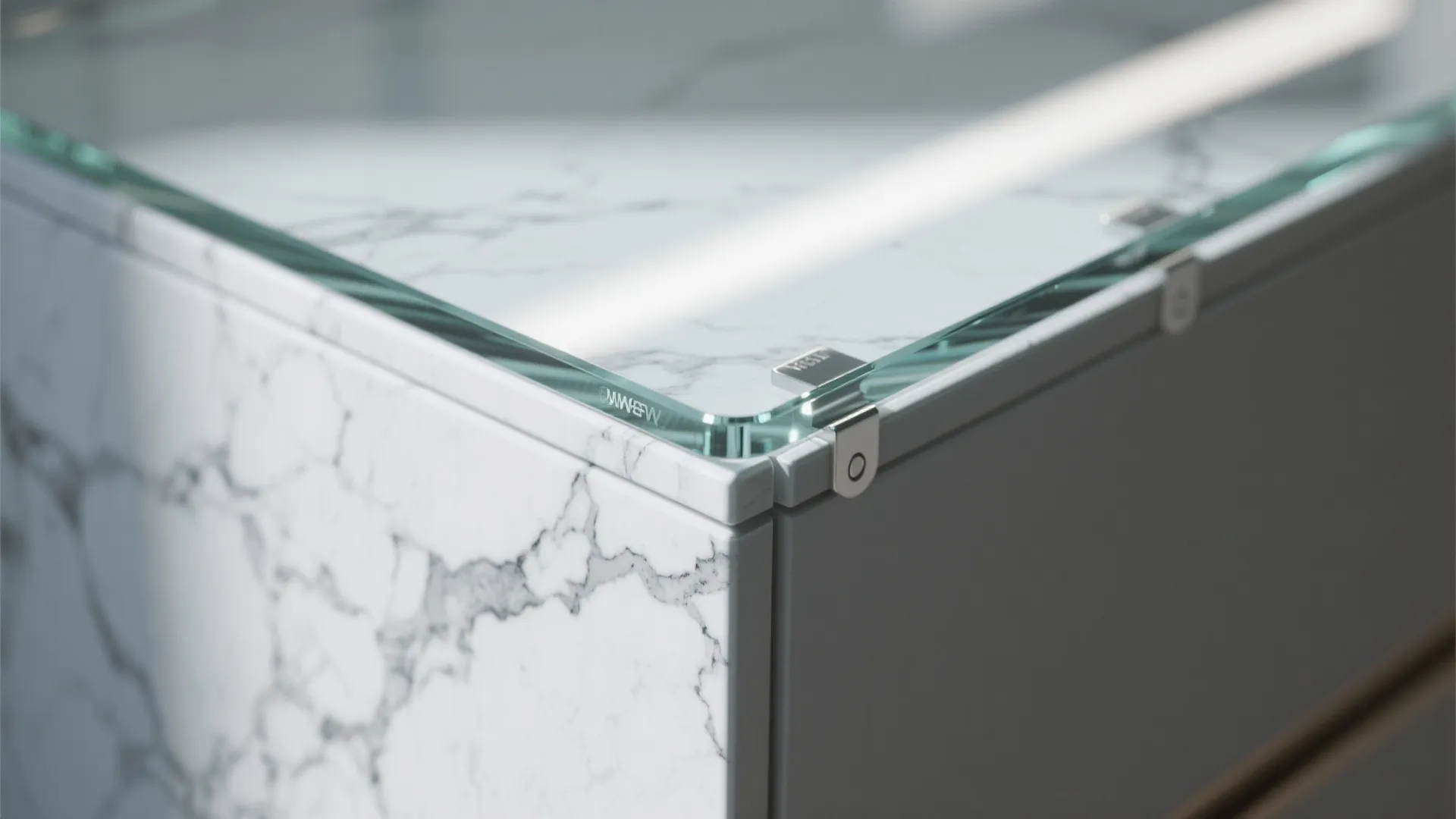 Painted marble backsplash with a clear protective layer