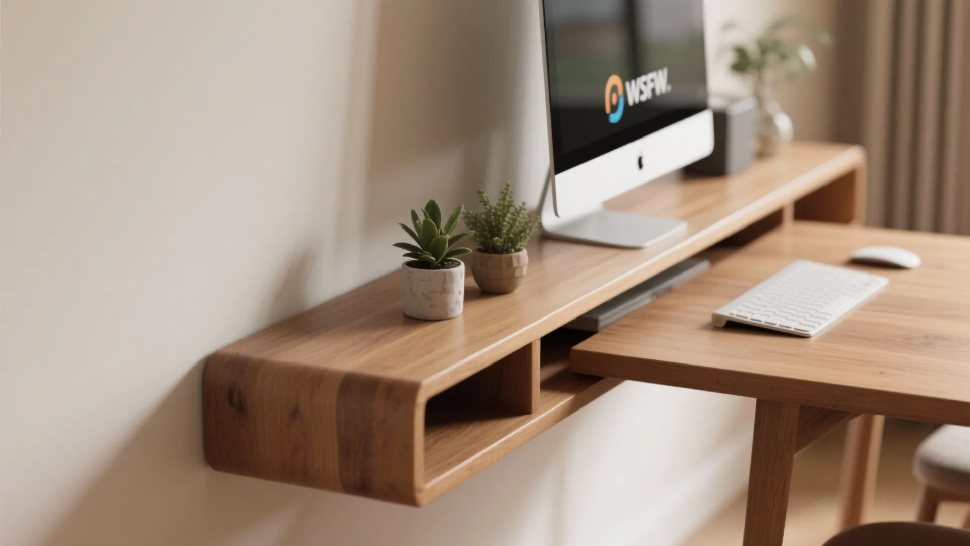 3. Create a dedicated work edge with a narrow shelf