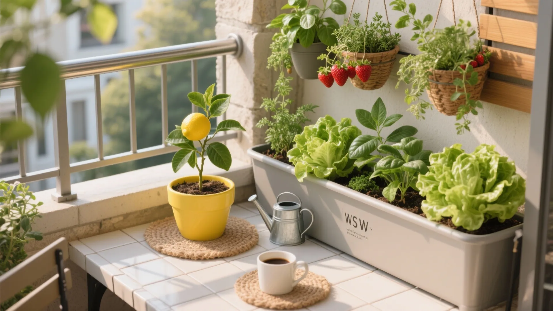 Edible Micro-Garden: Herbs, Salad, and Dwarf Fruit