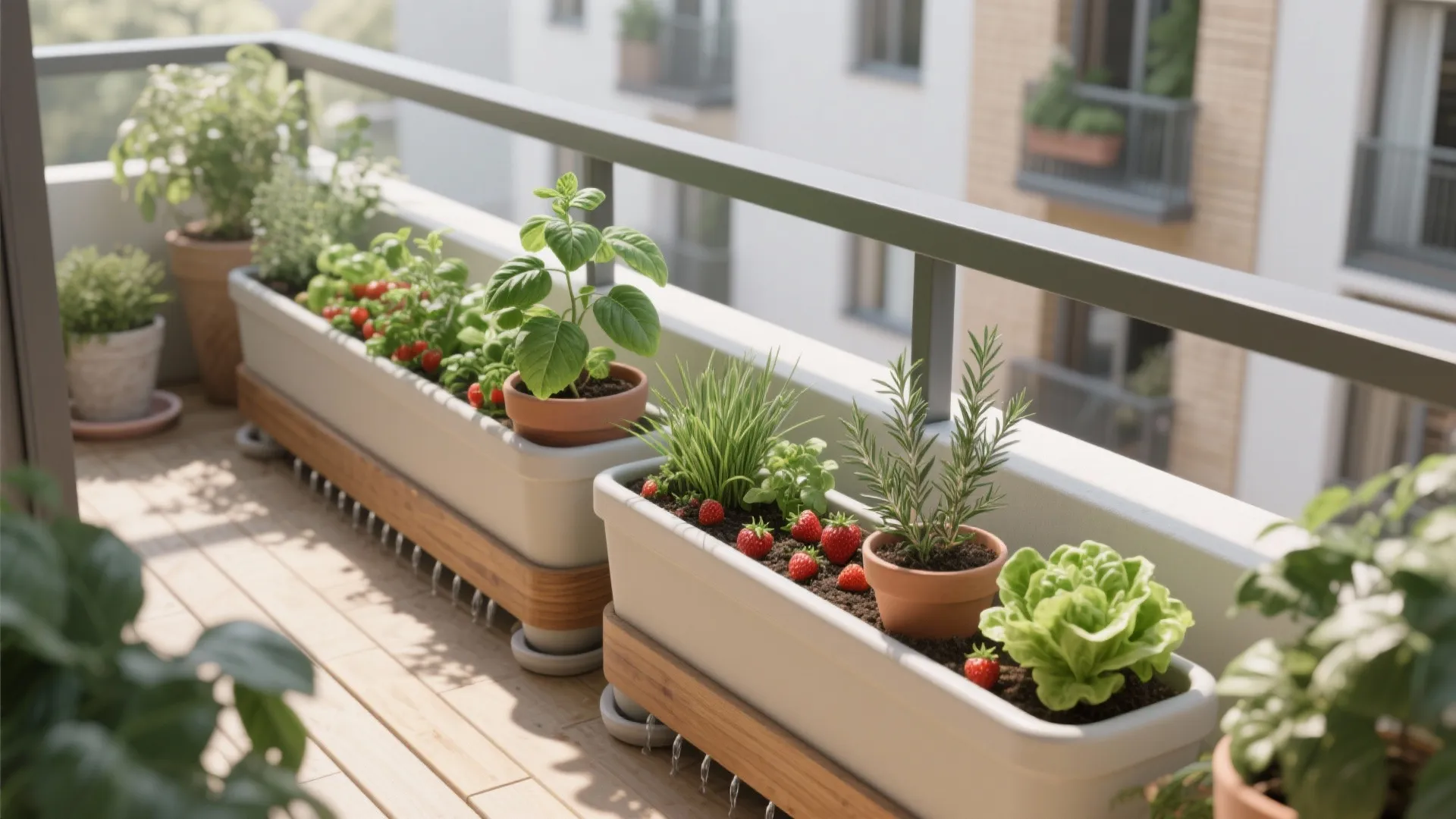 Edible micro garden: herbs, salad leaves, and dwarf veg