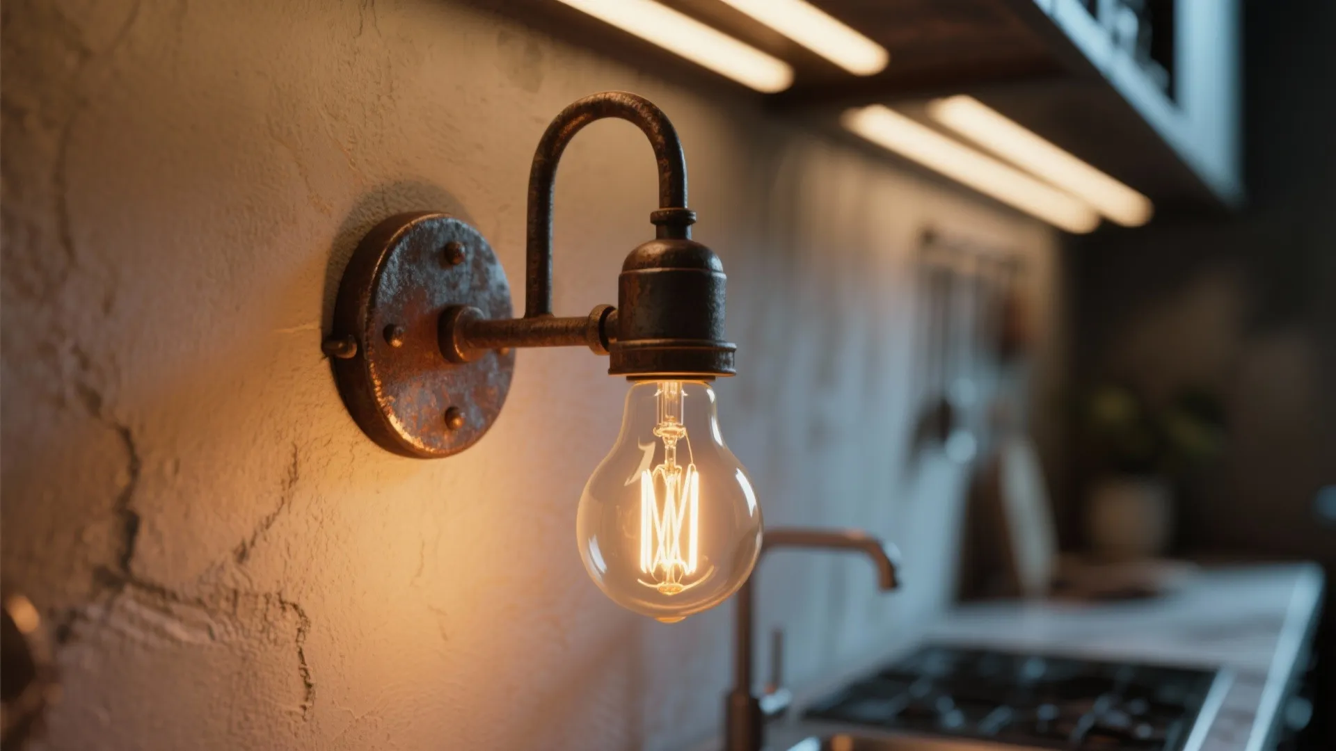 1. Edison Bulb Iron Sconce for Warm Ambience