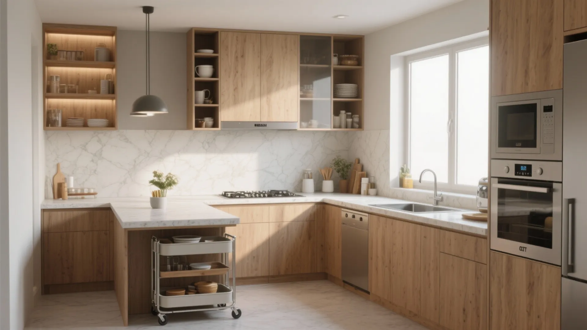 3. Efficient galley or L-shaped kitchen layout