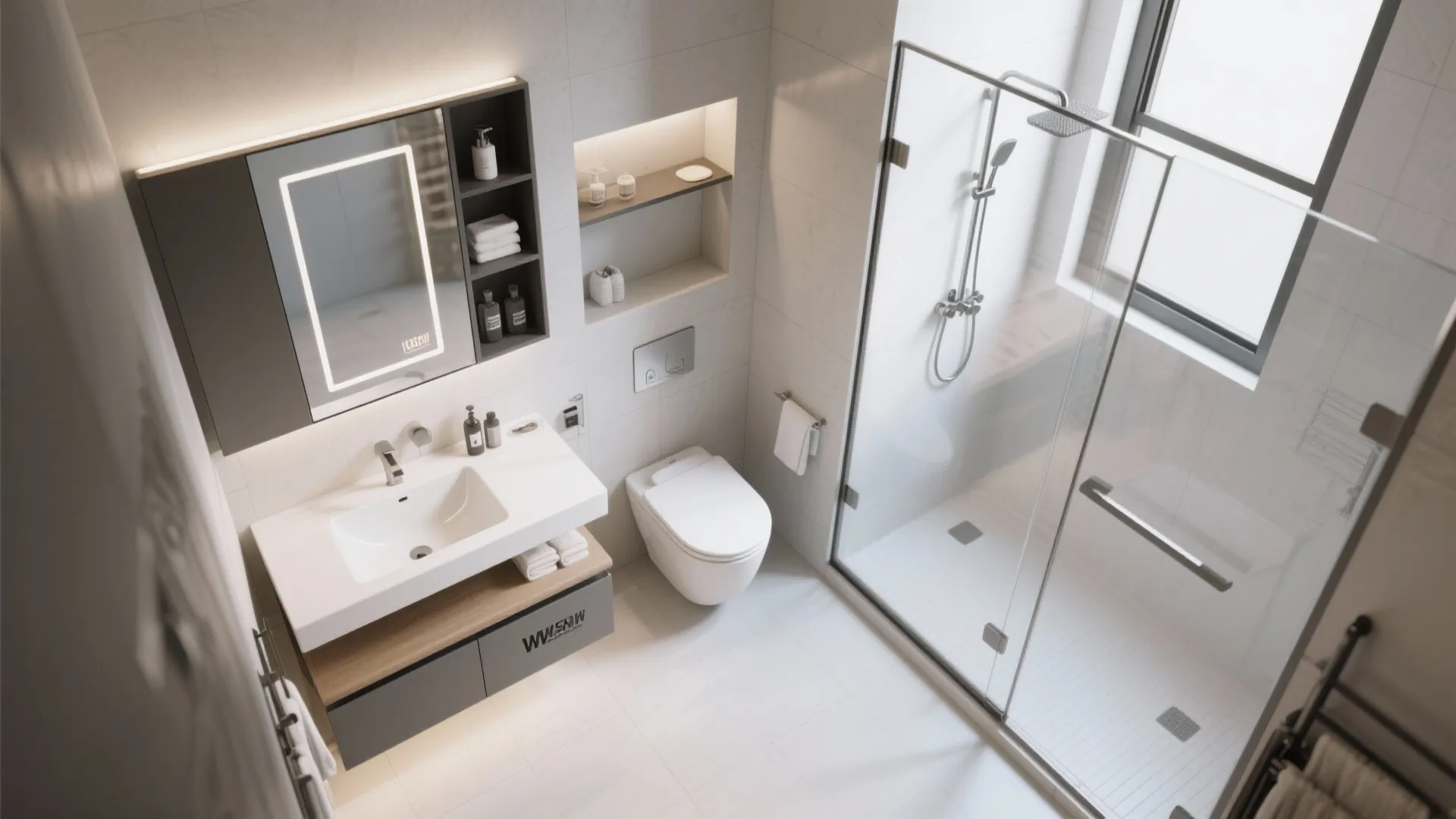 Efficient Storage and Layout for Small Men's Bathrooms
