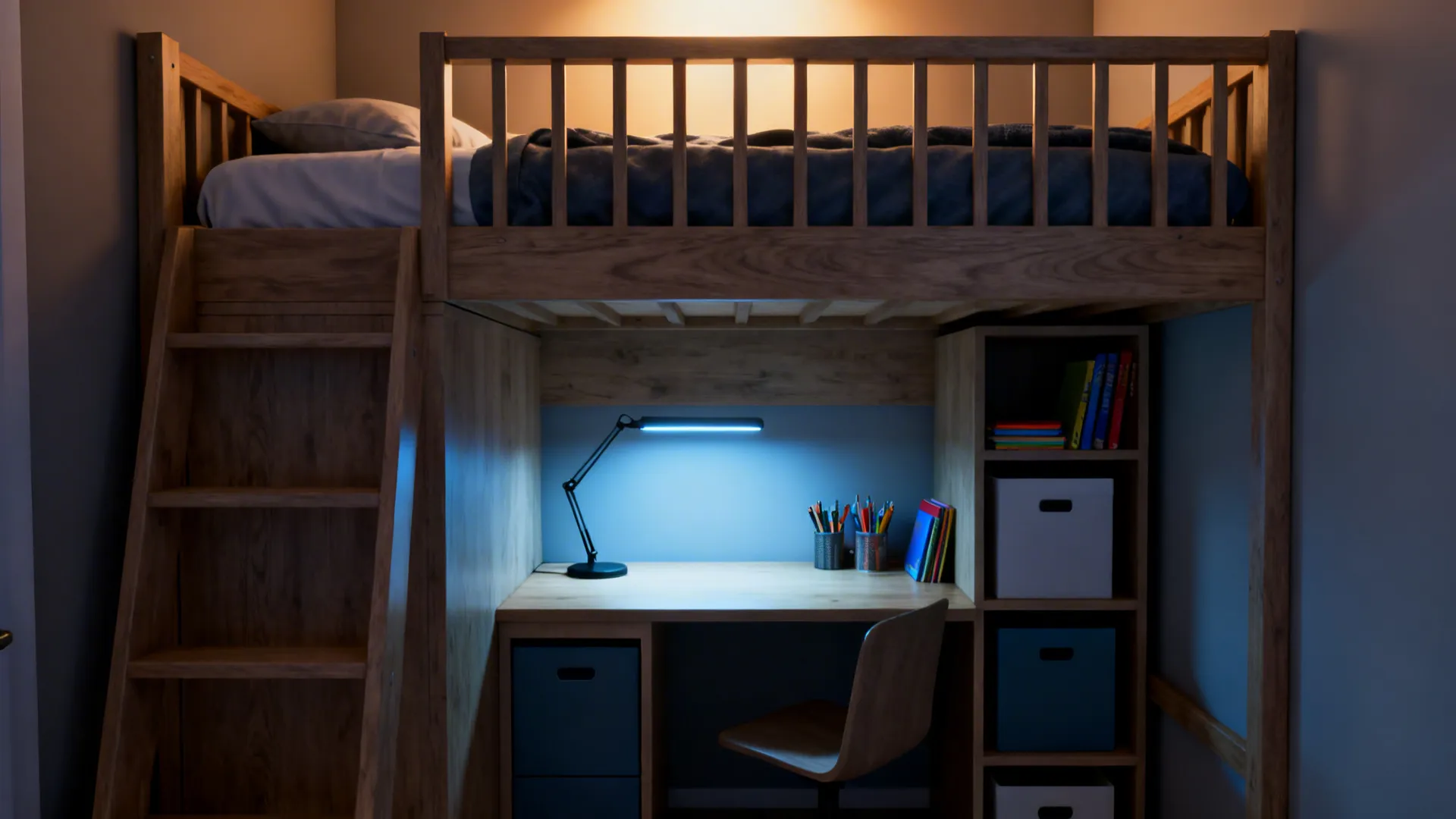 1. Elevated Bed with Study Nook