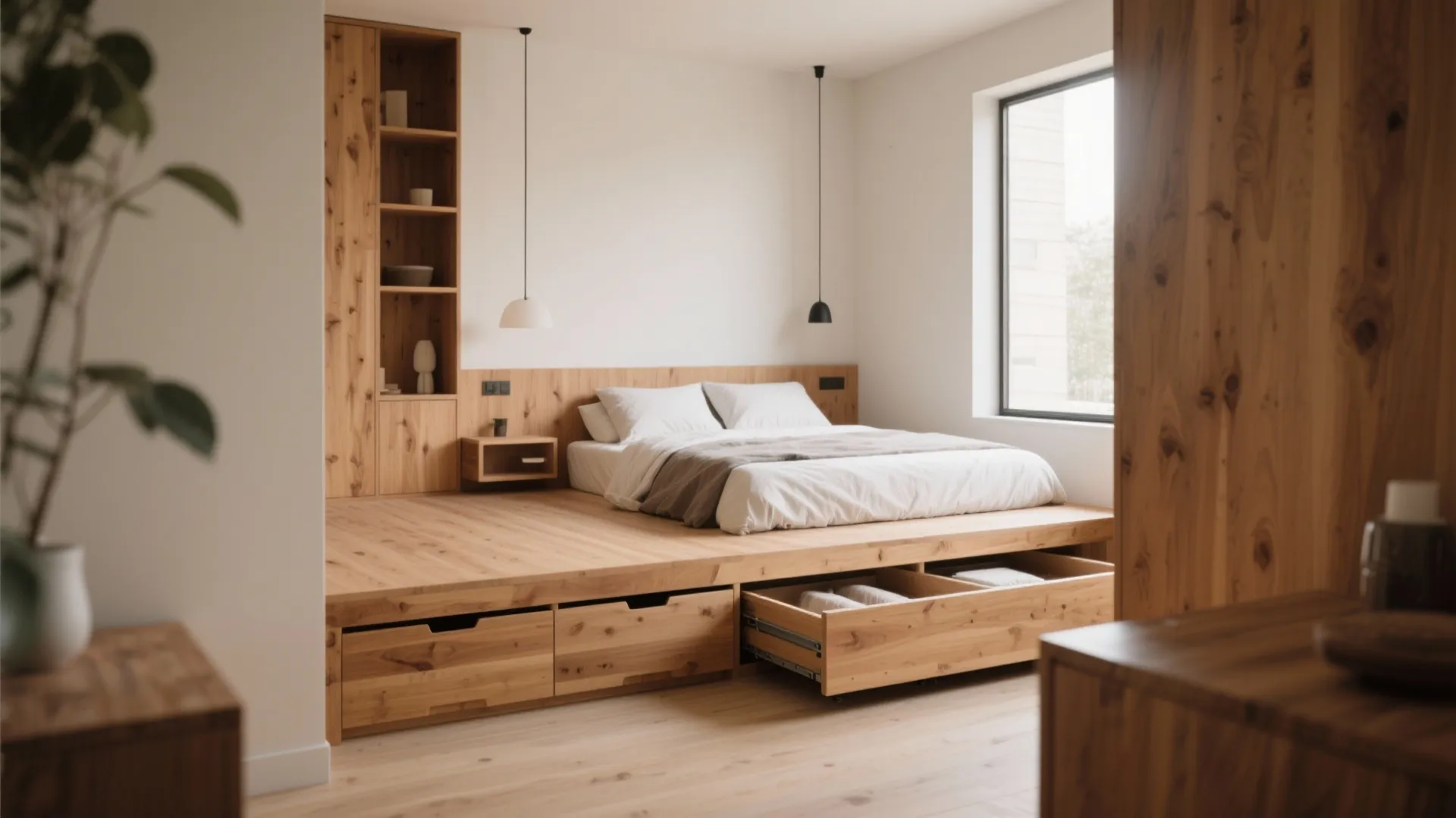 3. Elevated Bed Platform with Storage