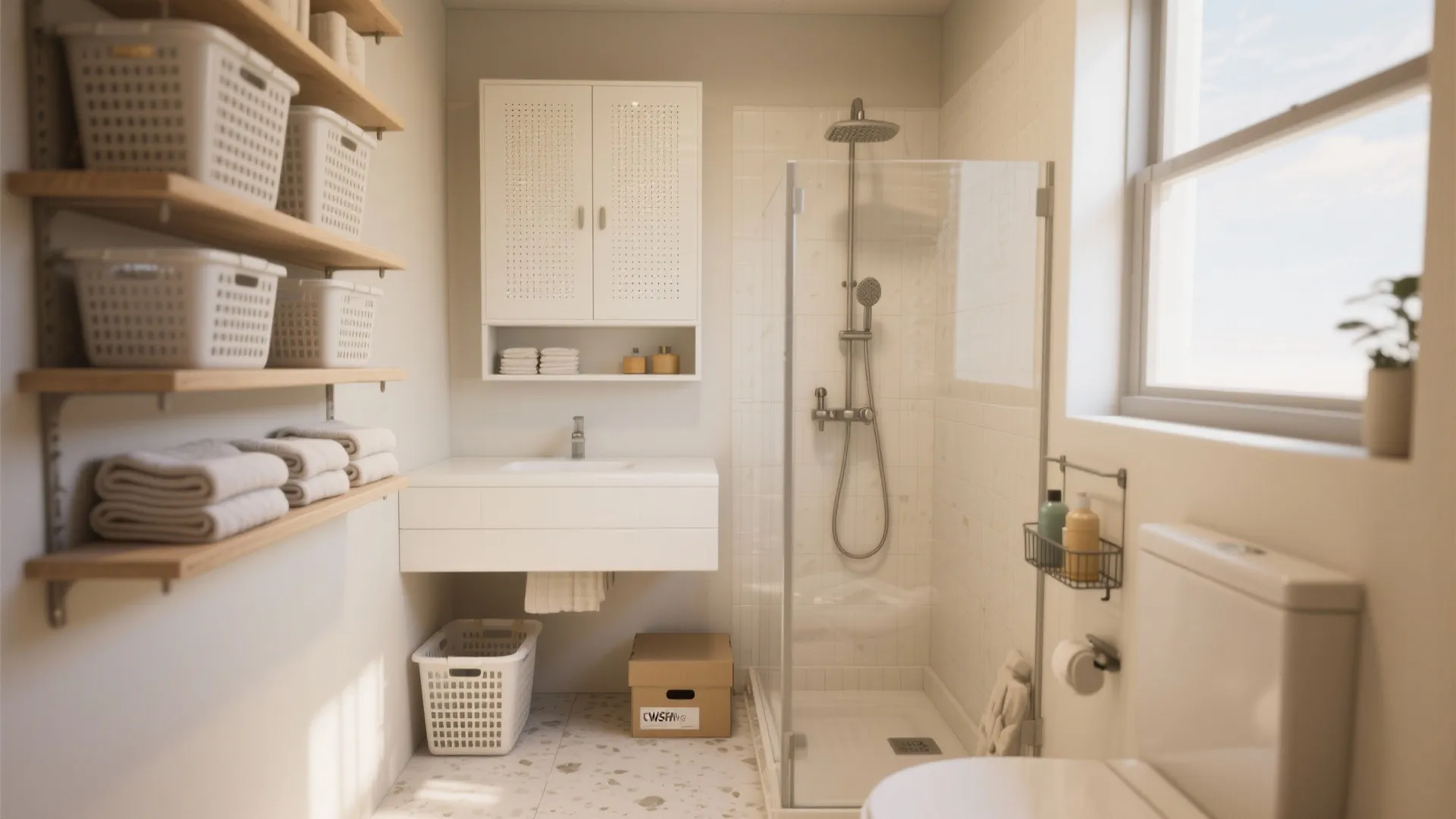 3. Keep storage off the floor and choose washable materials