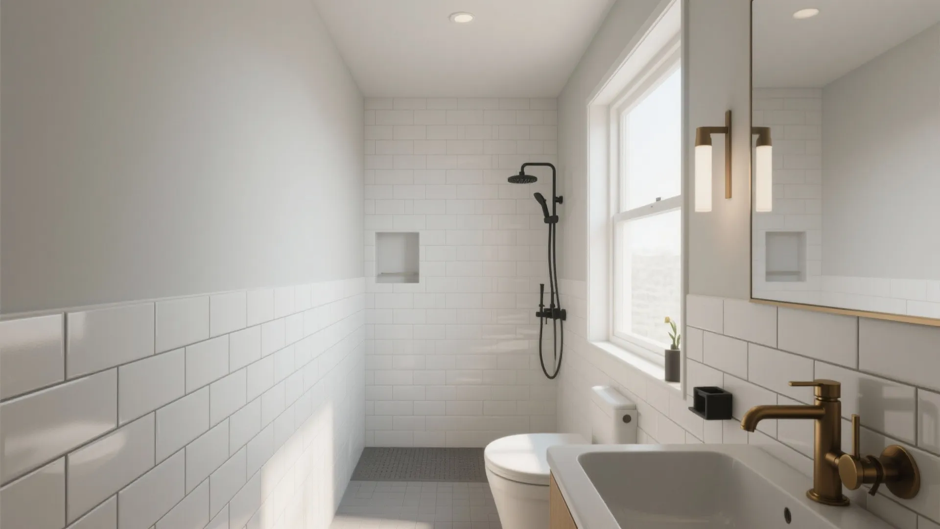 Elongated Subway Tiles with Minimal Grout Lines