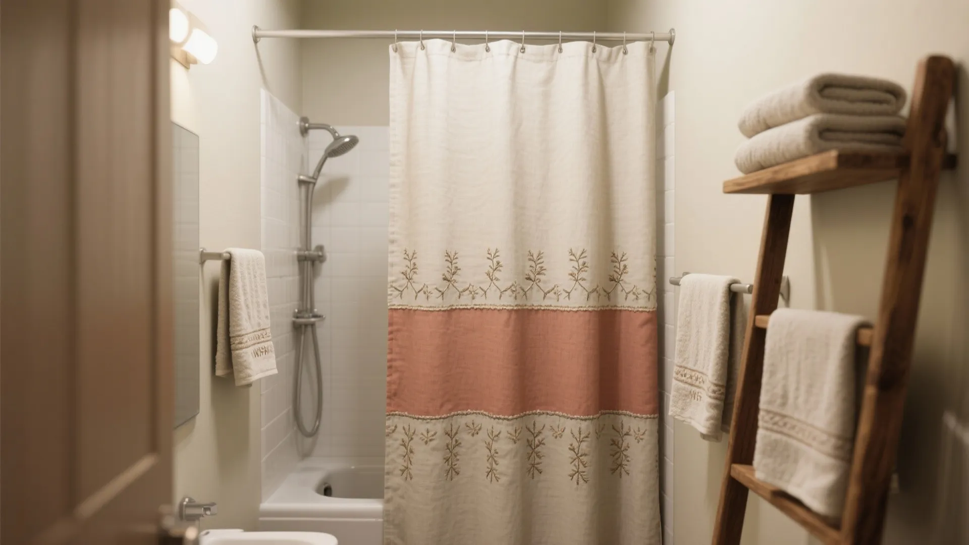Fabric Accents and Shower Curtains with Embroidery