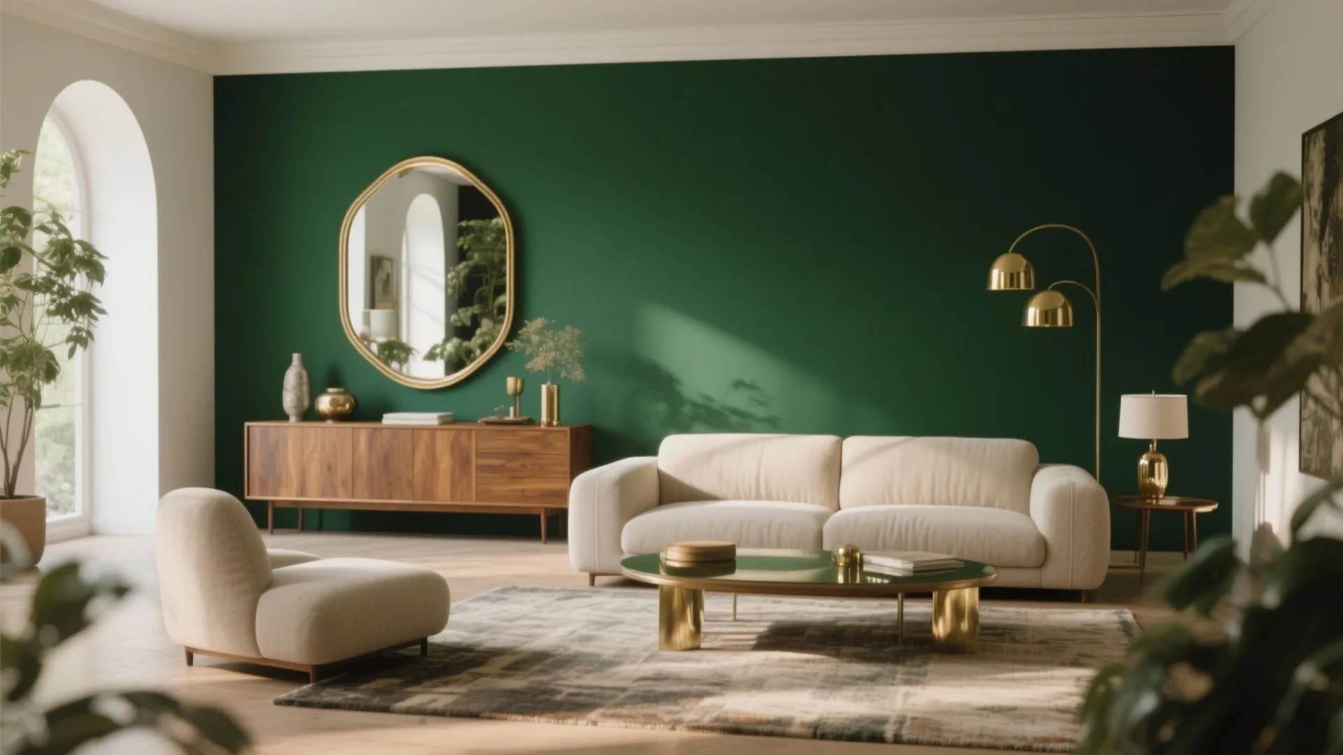 2. Go Bold with an Emerald Accent Wall