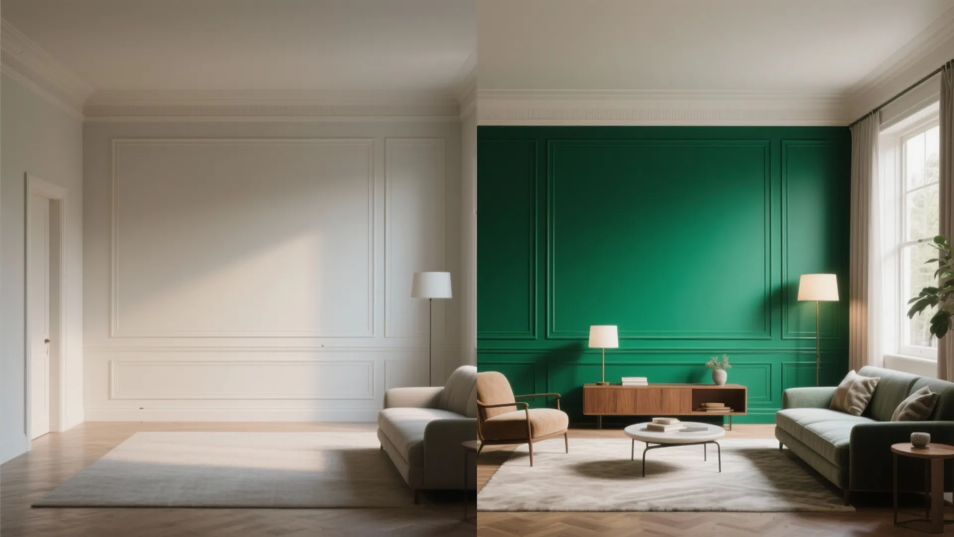 5. Accent Walls and Trim in Emerald or Hunter