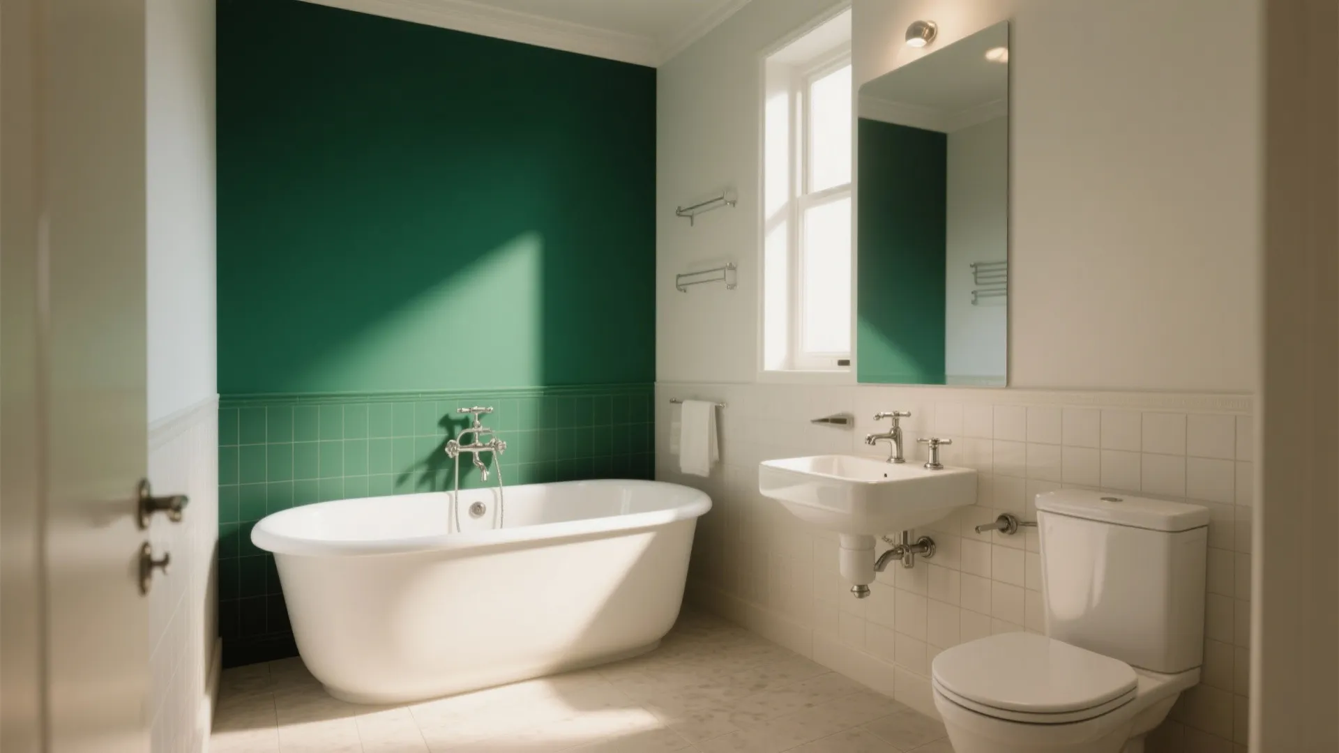 2. Mix a Bold Wall with Neutral Fixtures