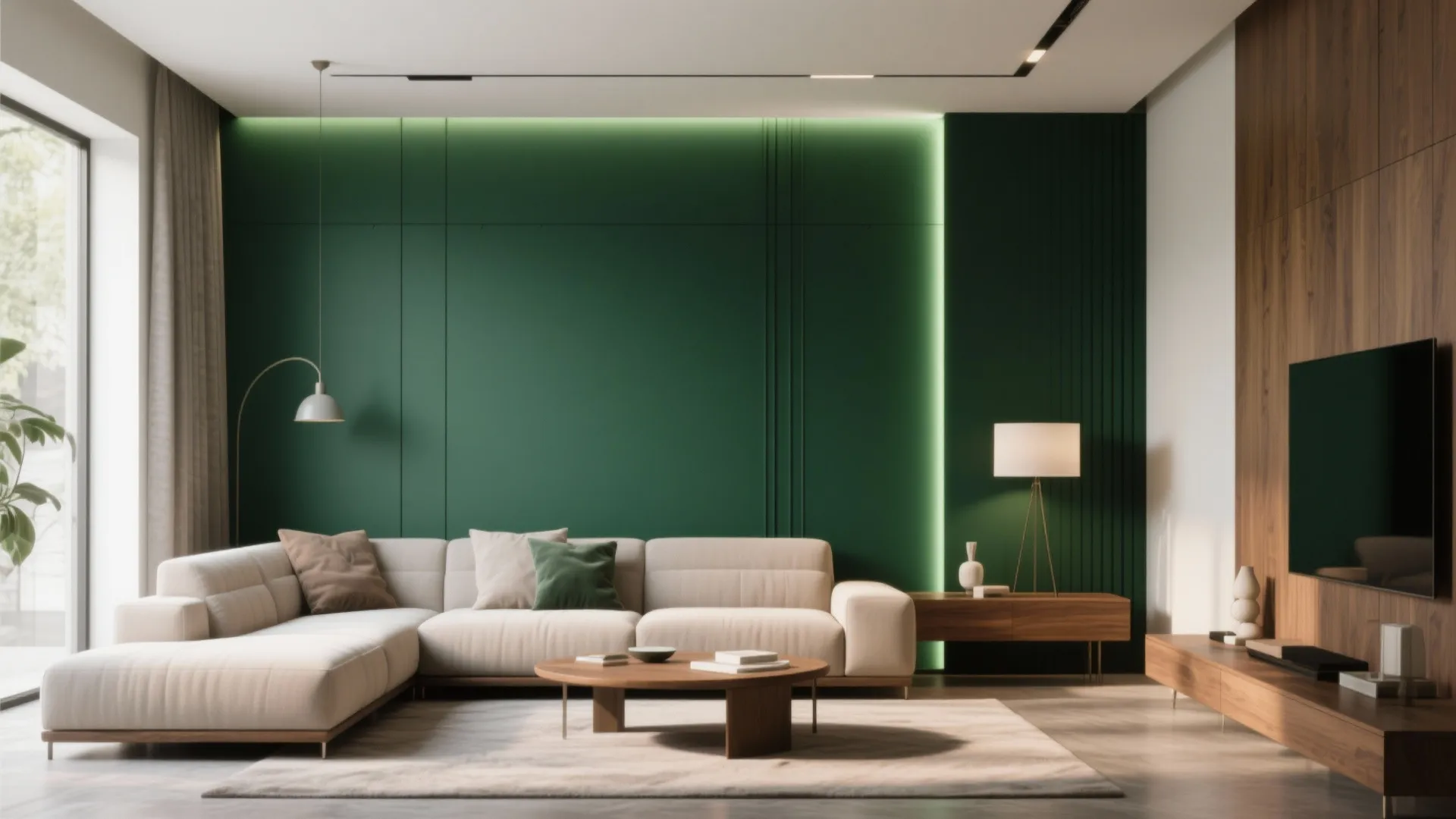 1. Deep Emerald Statement Wall
