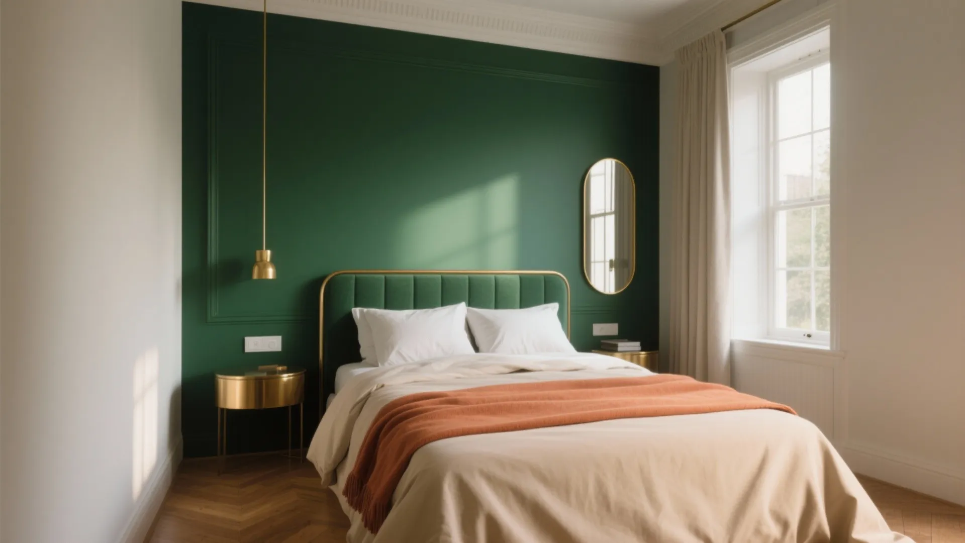 1. Emerald Accent Wall with Reflective Textures