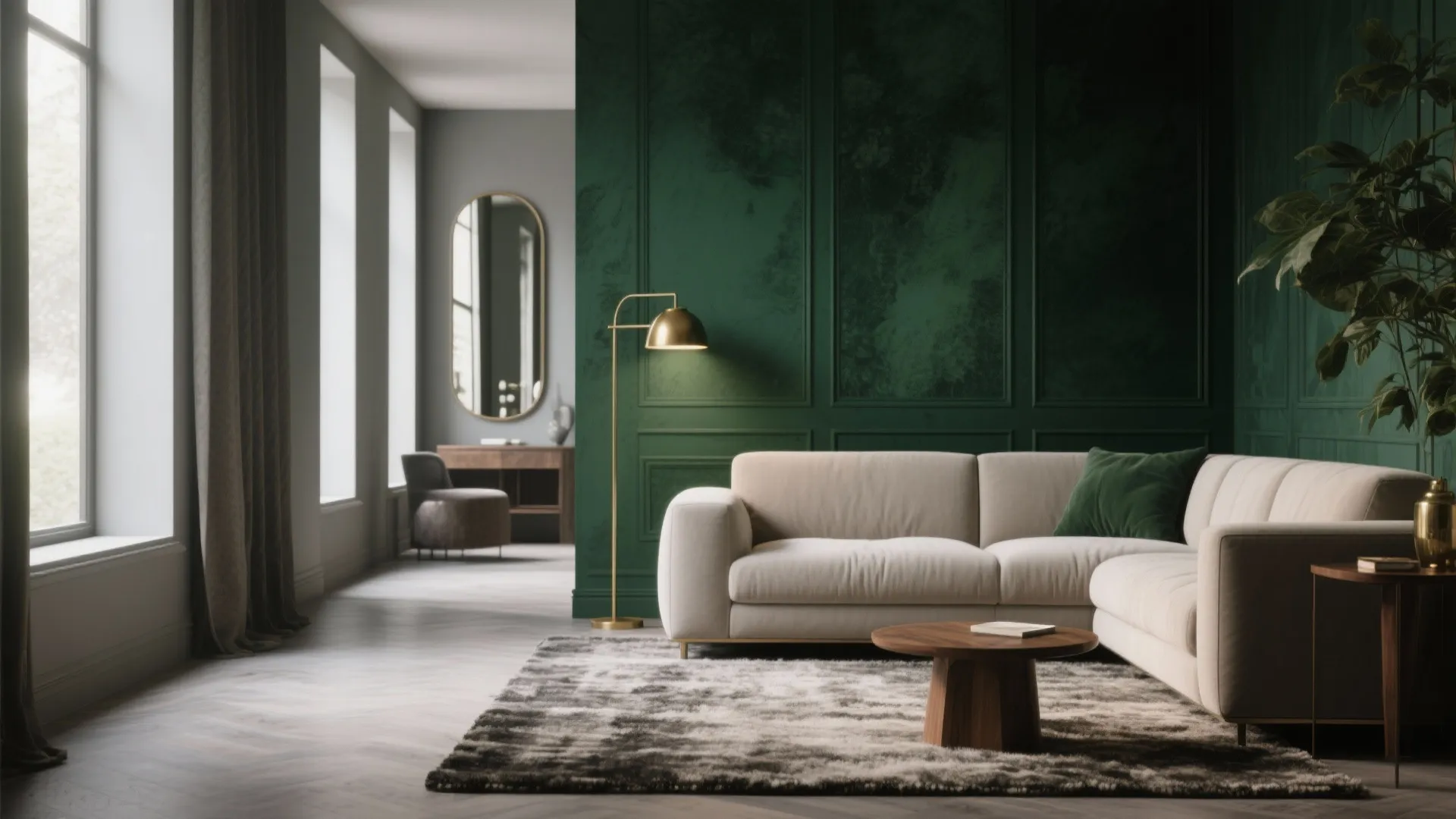 1. Moody emerald focal wall