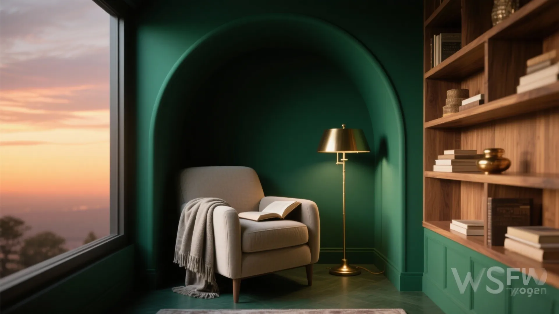 2. Deep emerald as a dramatic alcove cocoon