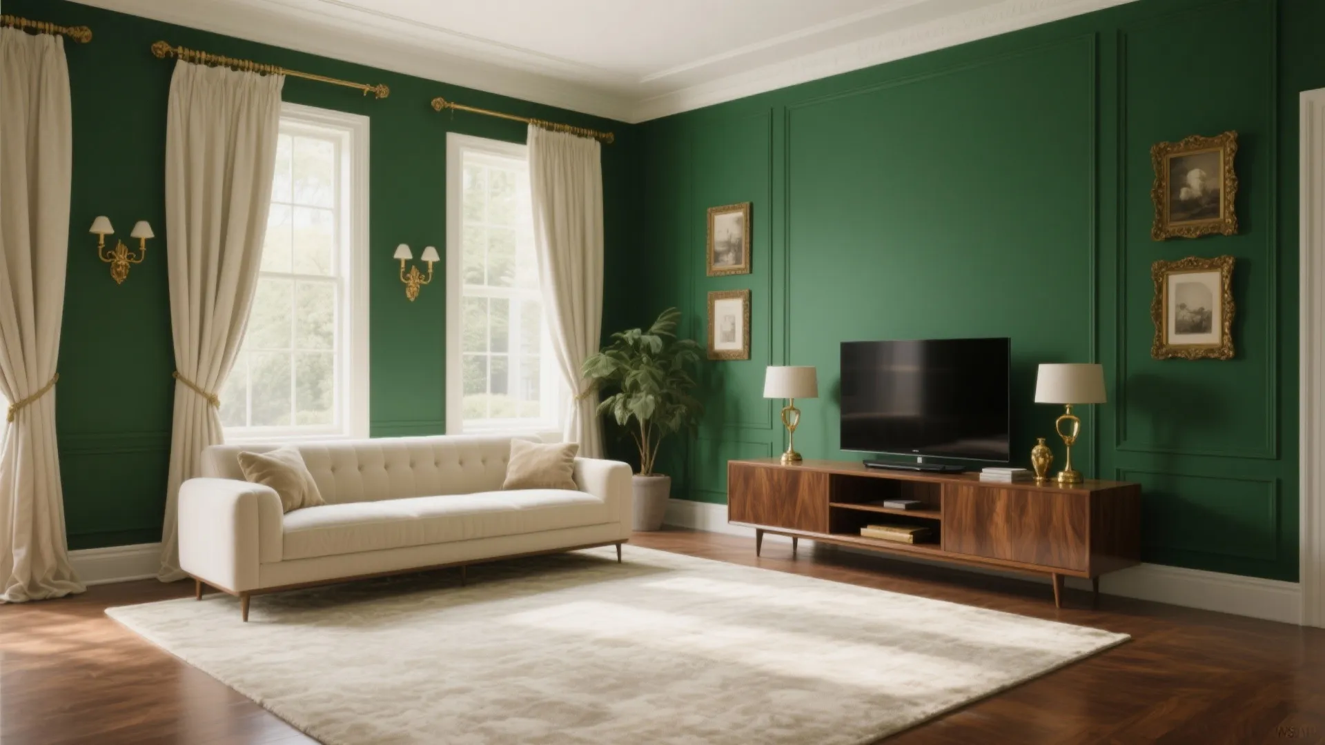 Emerald Green & Antique Brass with Walnut