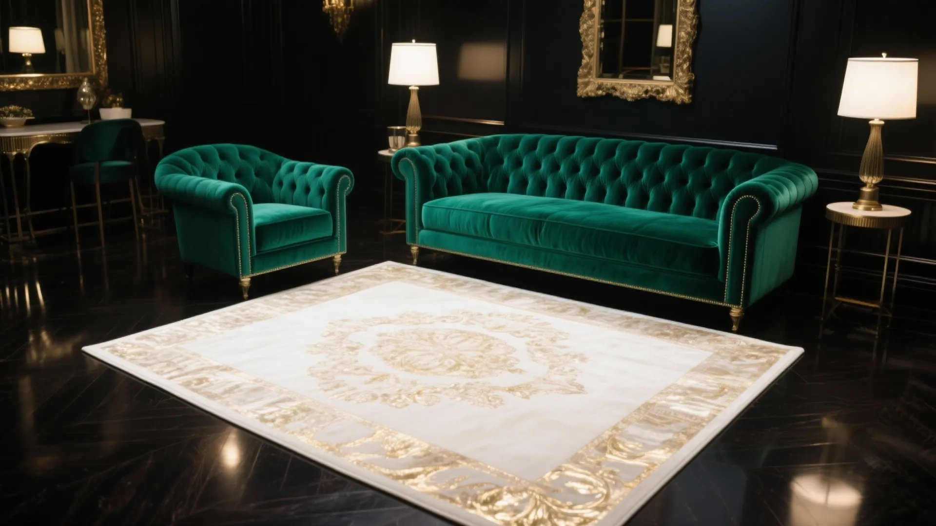 3. Glam Contrast with Deep Emerald or Navy