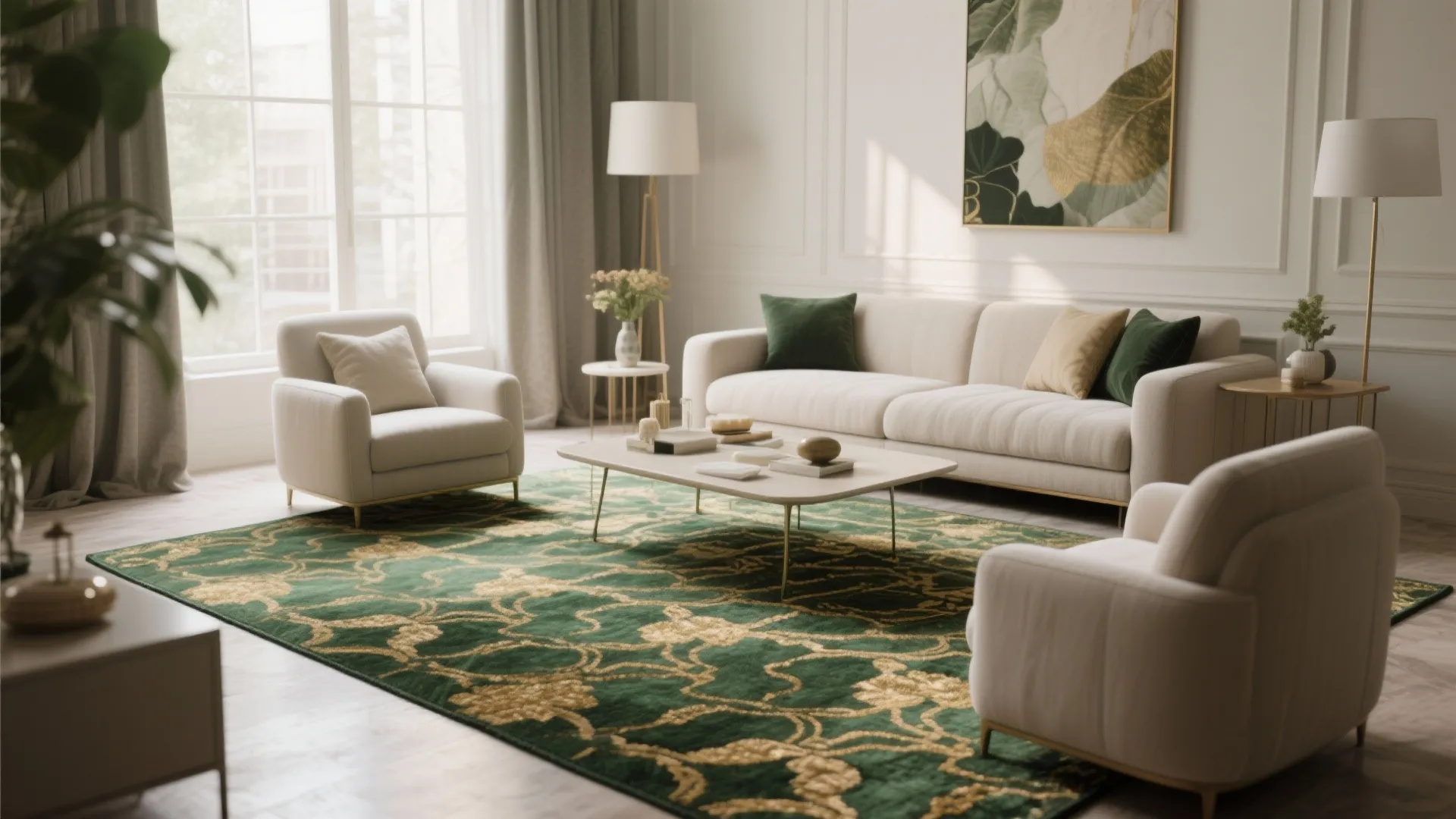 7. Emerald and Gold Rugs