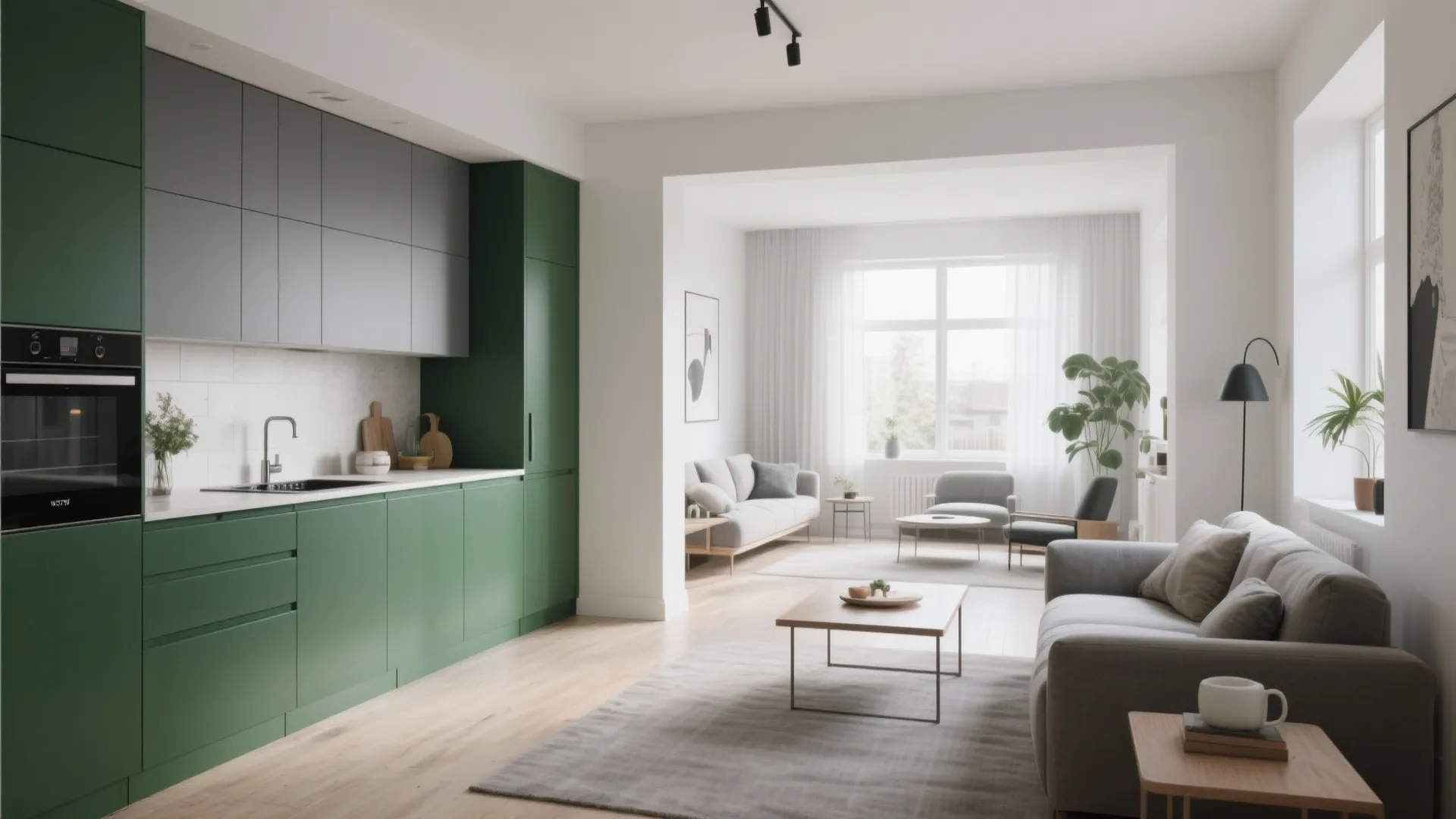 7. Two-Tone Cabinetry in Emerald and Grey