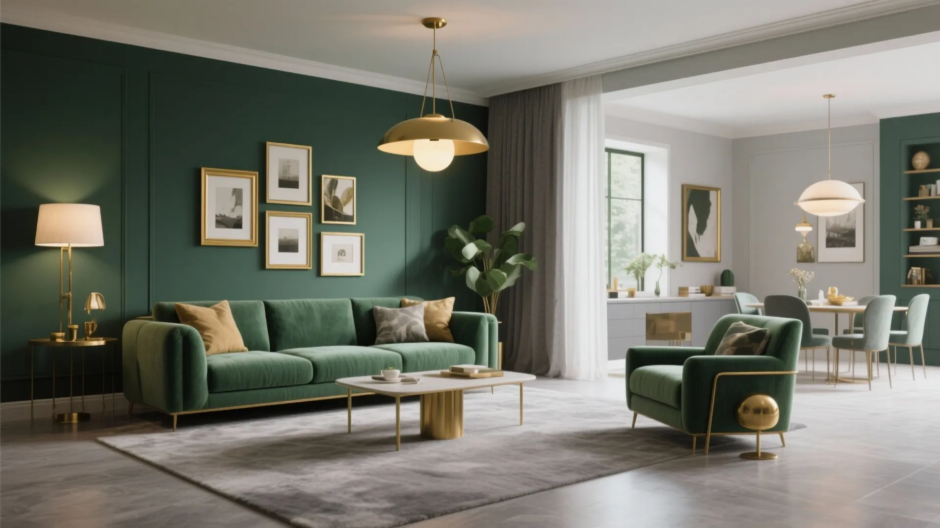 5. Metallic Accents with Emerald and Grey Base