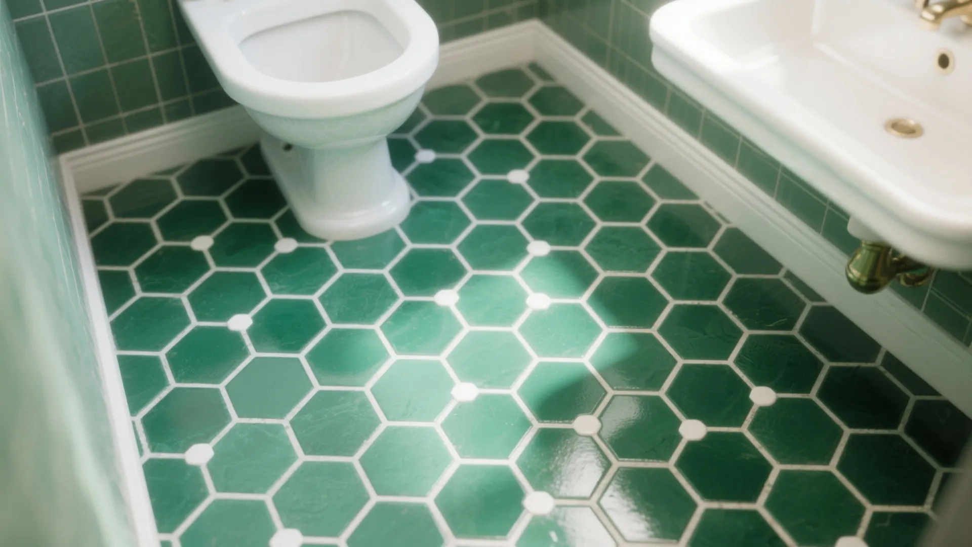 4. Emerald Hexagon Floor with White Hex Accent