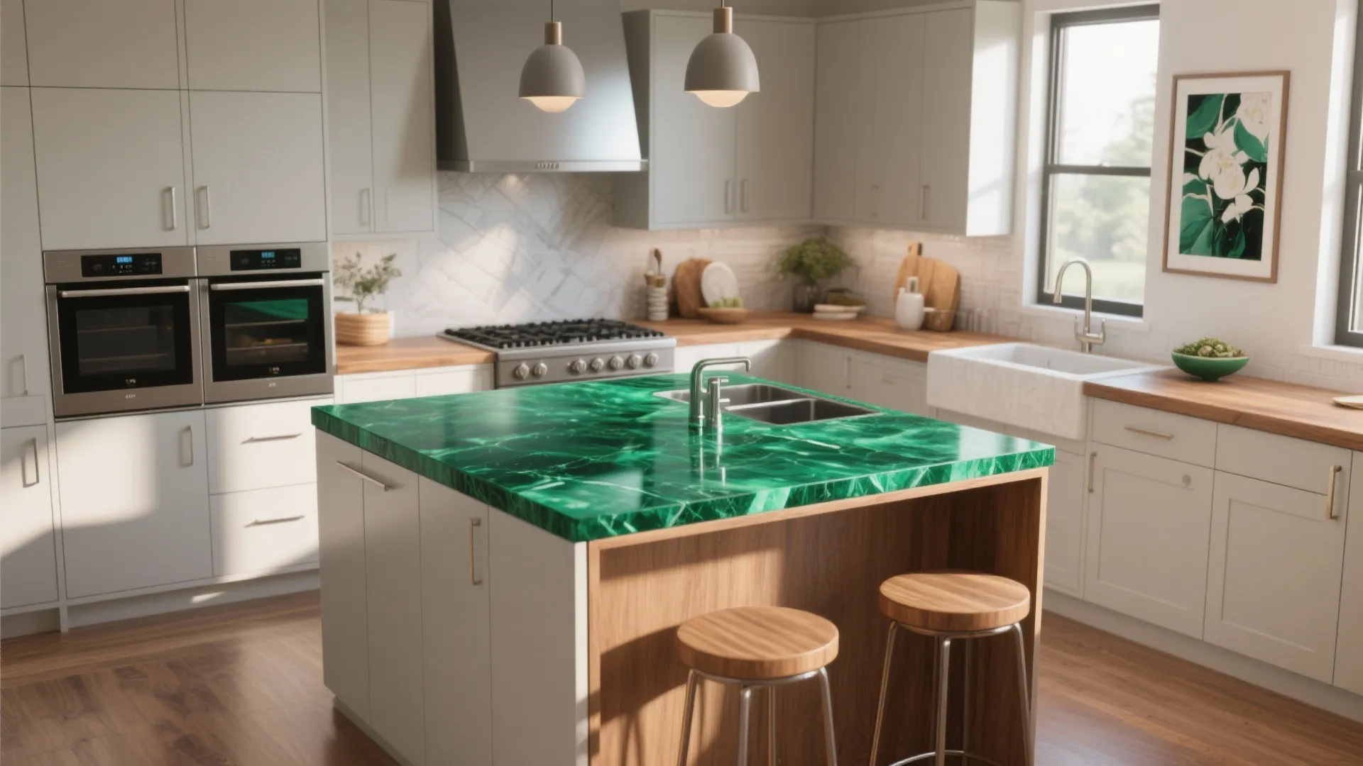 3. Jewel-Toned Green as an Accent Focal Point