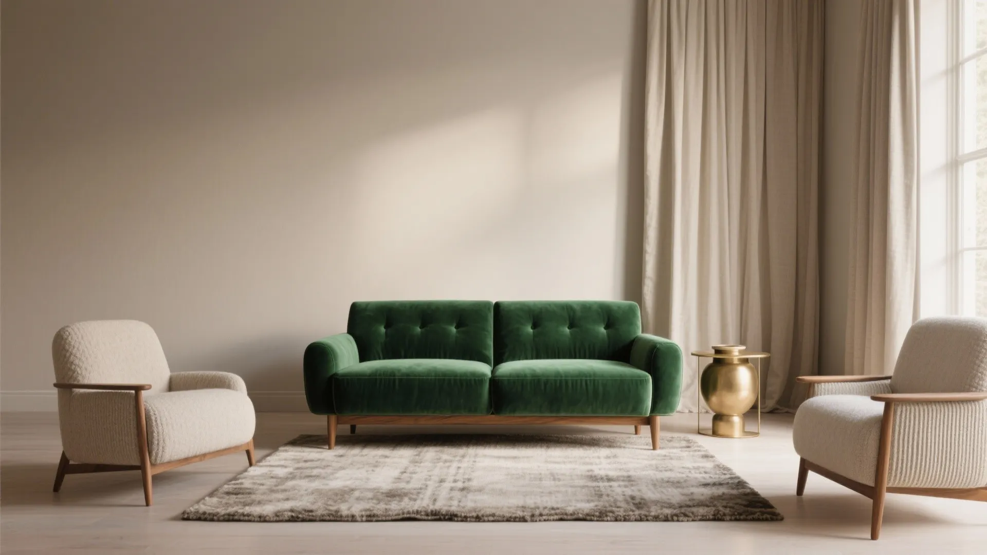 Idea 1: Layered Neutrals + Texture That Let Emerald Pop