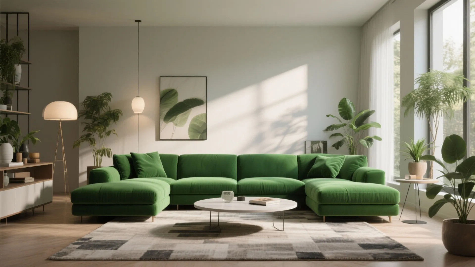 8. Bold Colored Sectional as a Statement Piece
