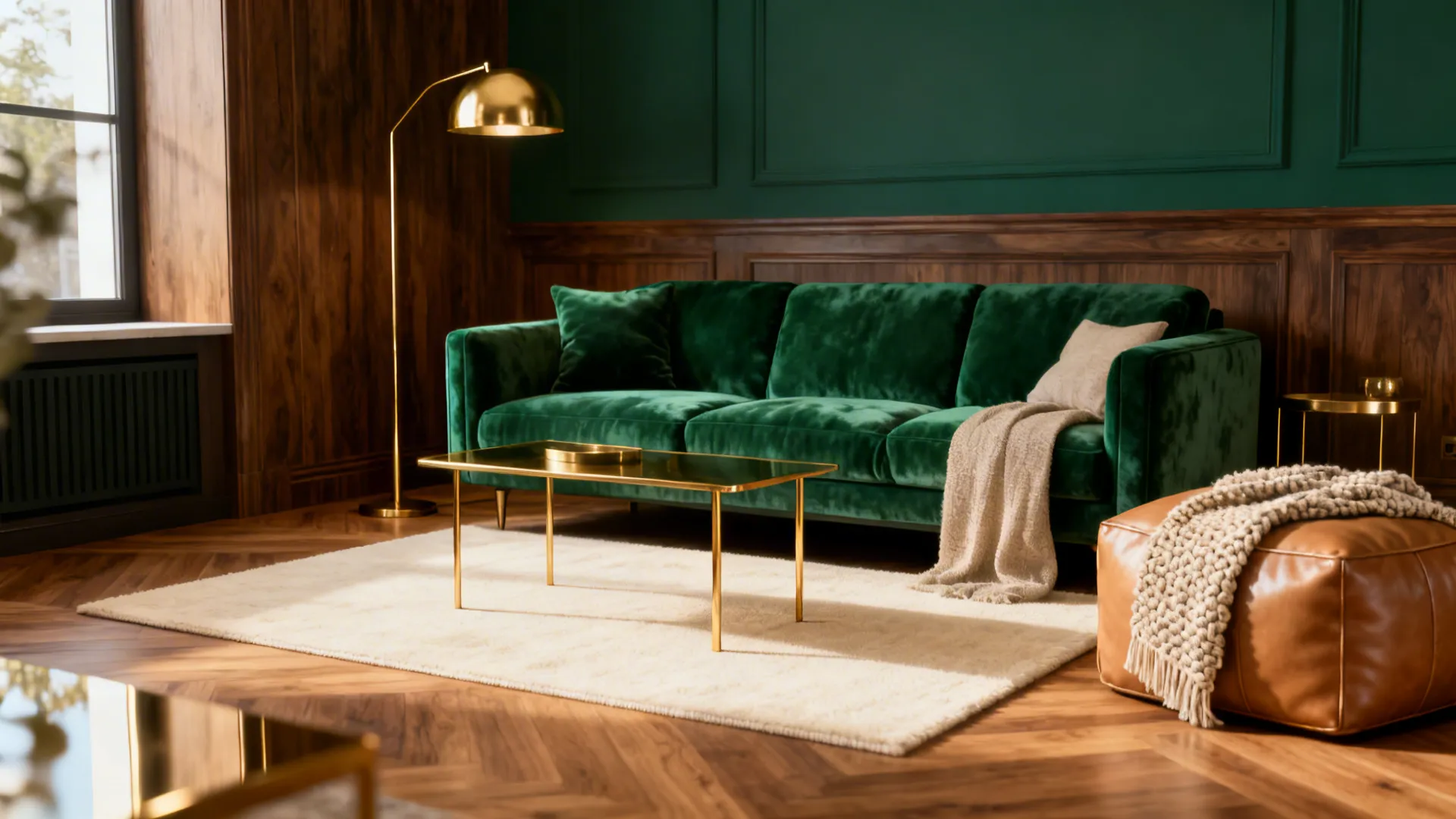 Emerald Green & Gold: 5 Living Room Ideas